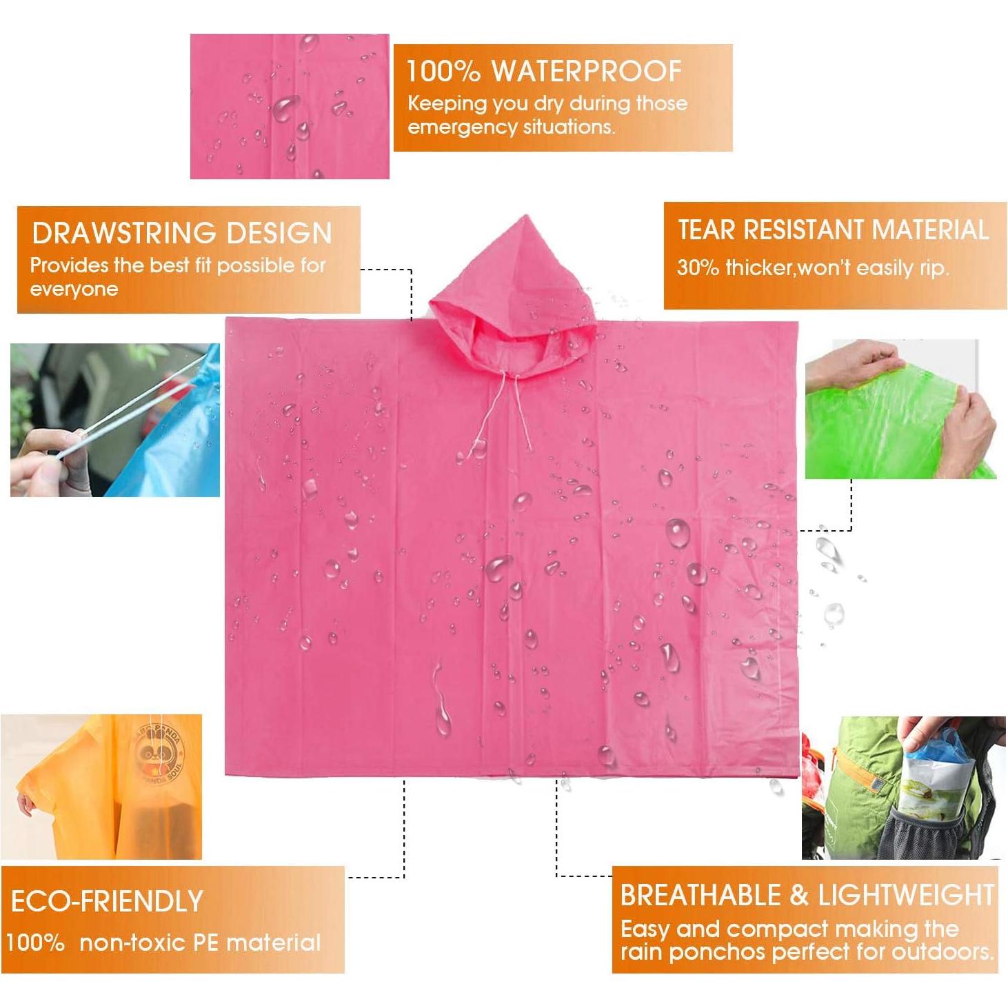 Ponchos de Lluvia Desechables FISHOAKY para Adultos - 4 Colores