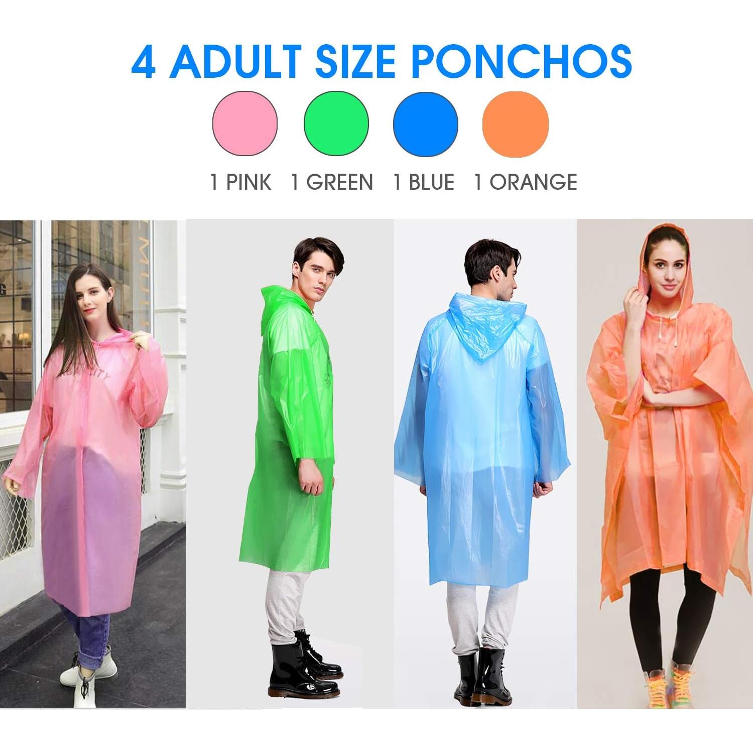 Ponchos de Lluvia Desechables FISHOAKY para Adultos - 4 Colores