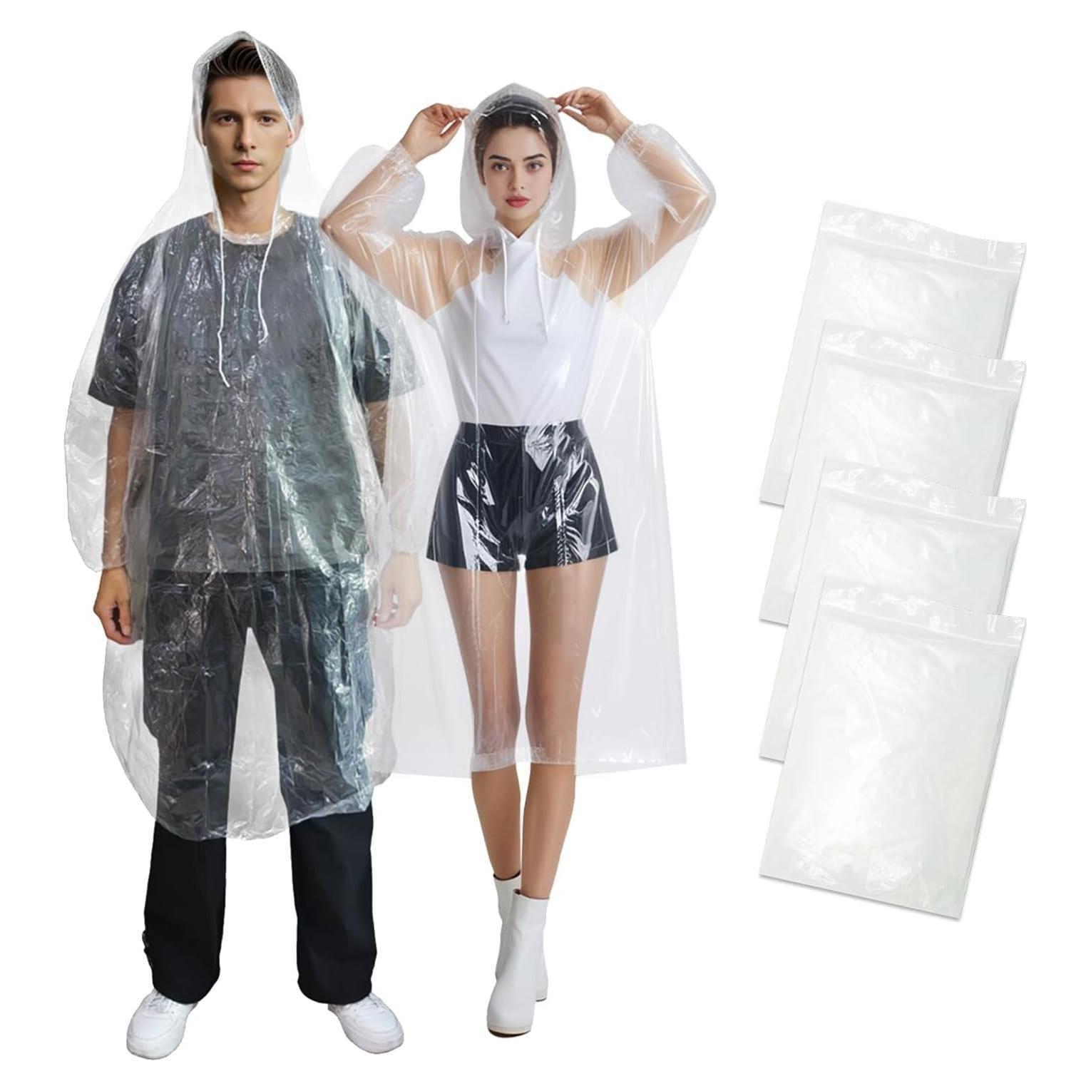 Poncho de Lluvia Desechable Ohaayoo 4 Piezas Transparente