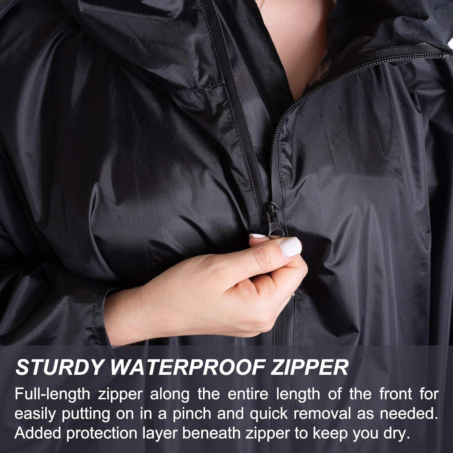 Poncho de Lluvia Impermeable Lingito para Adultos - Negro