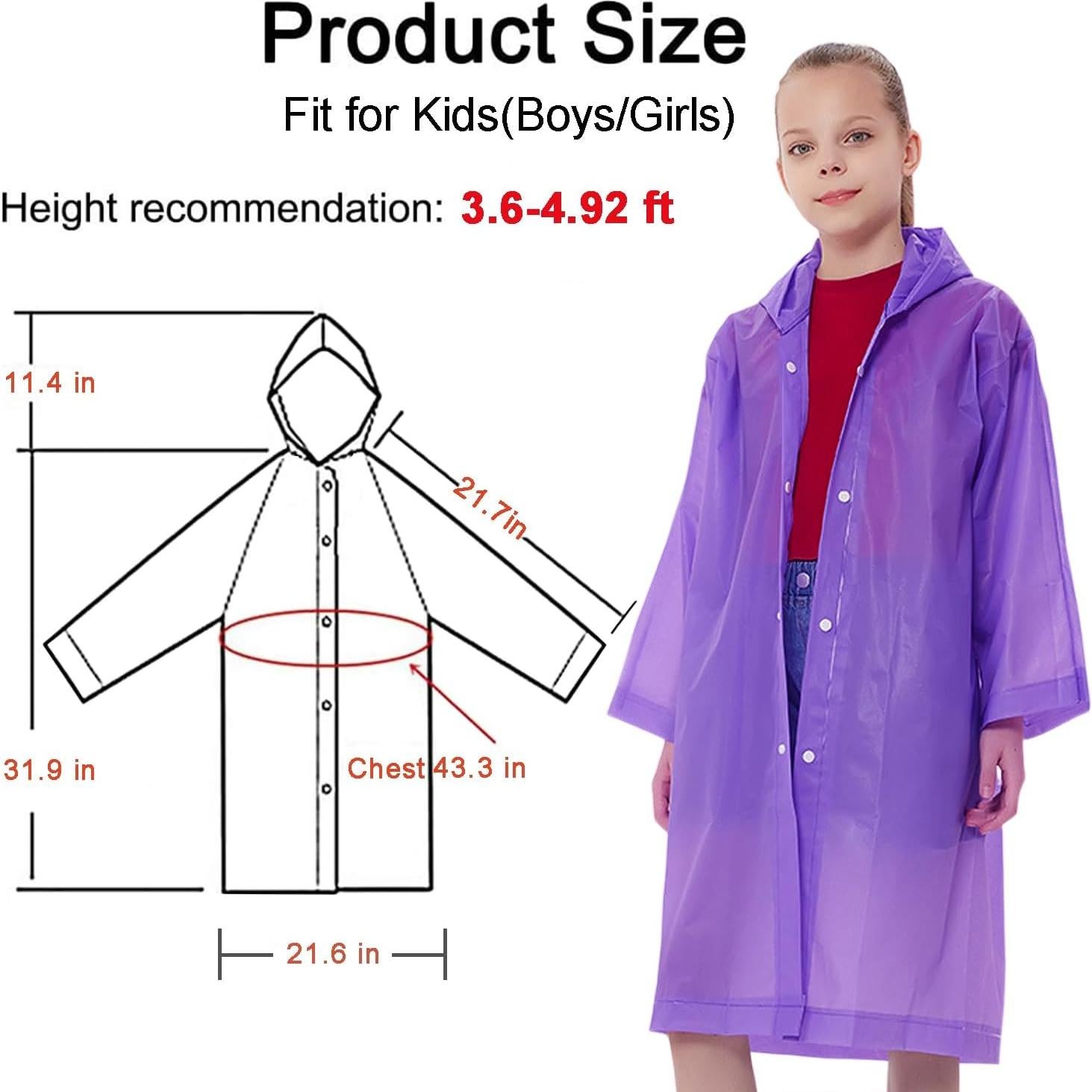 Poncho de Lluvia Impermeable para Niños UPSEN - Ecológico 110x55cm