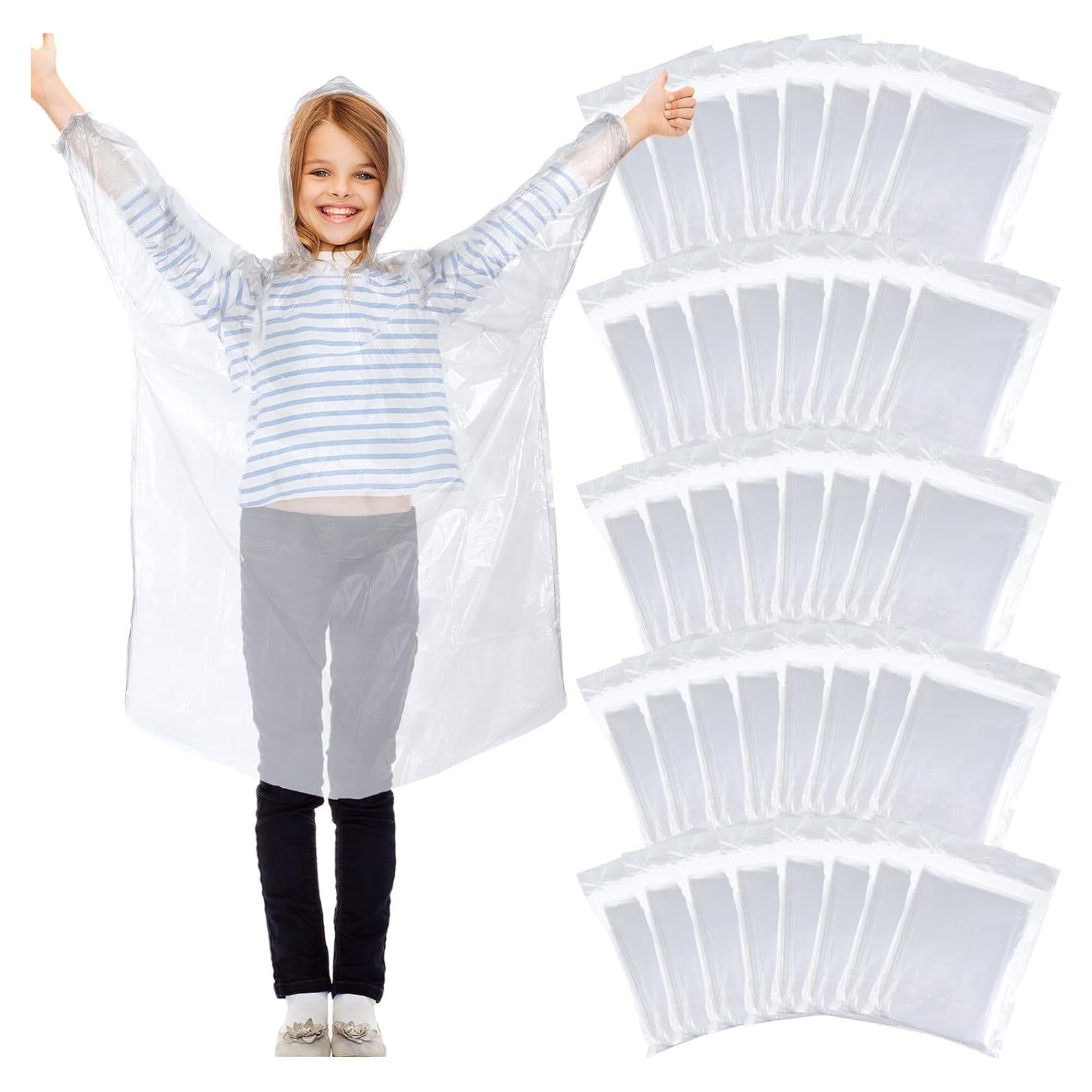 Ponchos Desechables para Niños Berlune 40 Pcs Impermeables