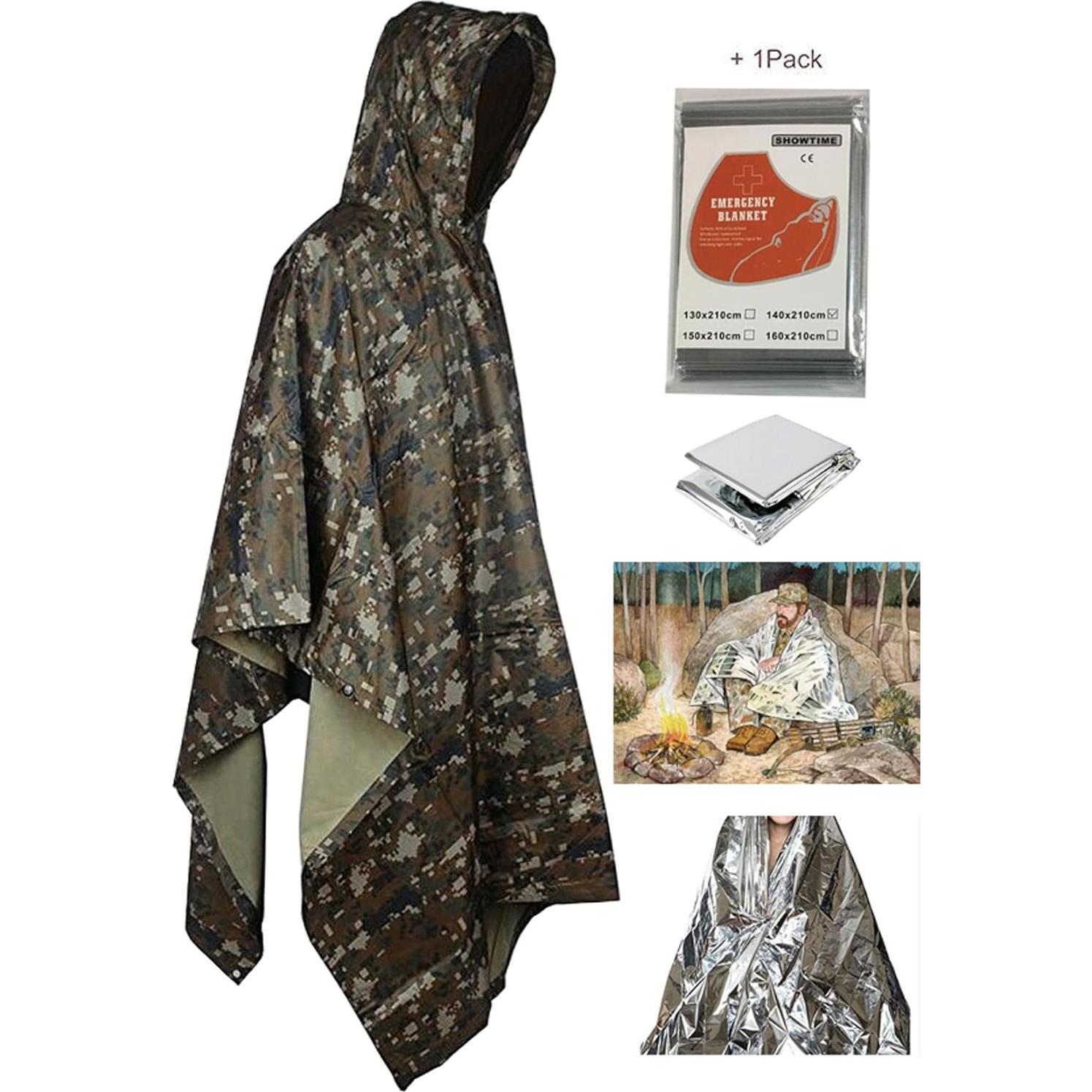 Poncho de Lluvia HOW'ON Militar Impermeable para Hombres