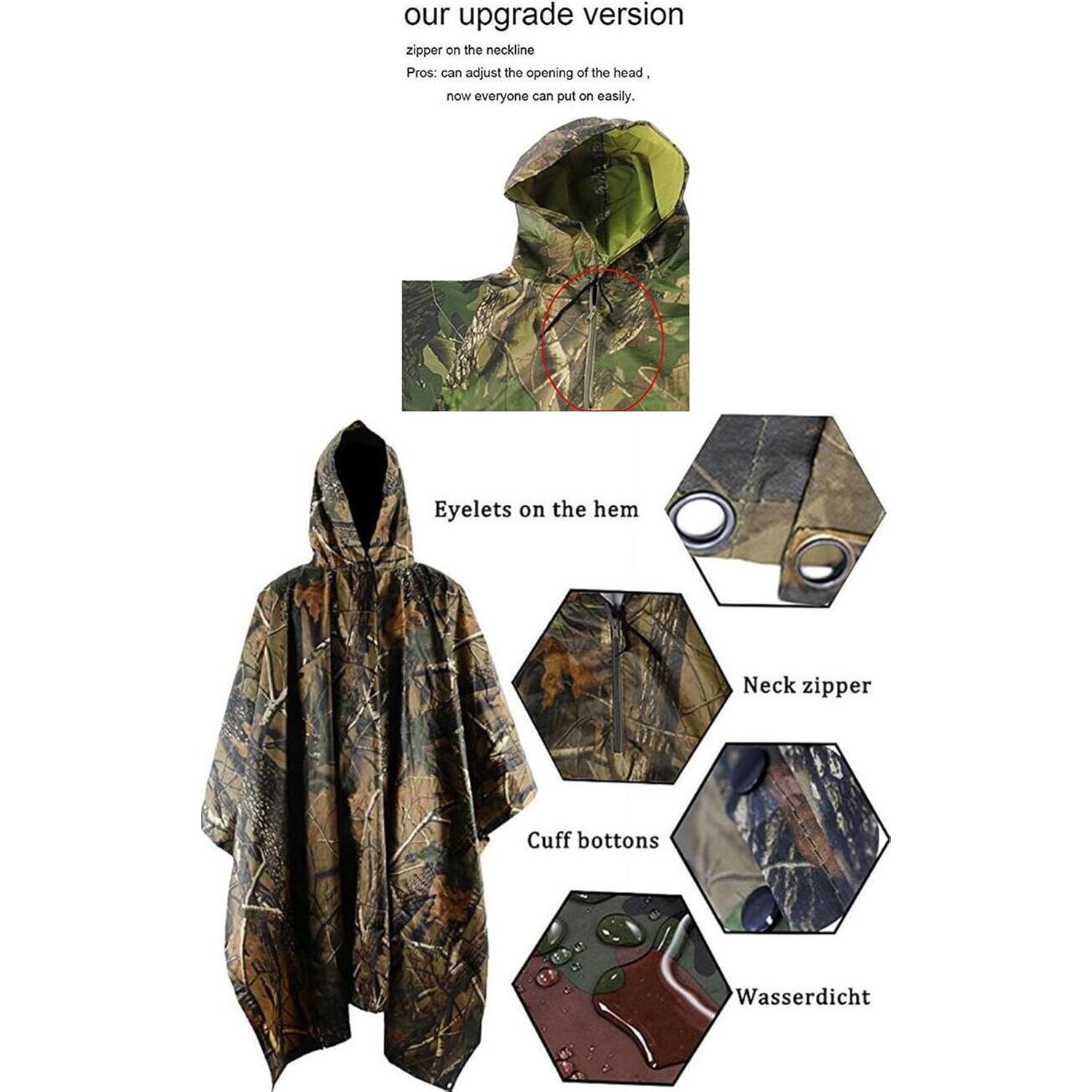 Poncho de Lluvia HOW'ON Militar Impermeable para Hombres