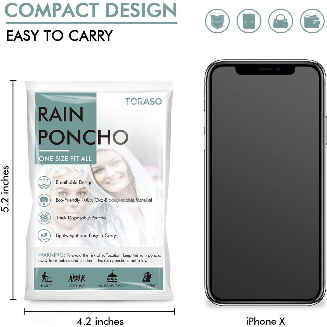 Poncho de Lluvia TORASO Transparente para Adultos - Impermeable y Ligero