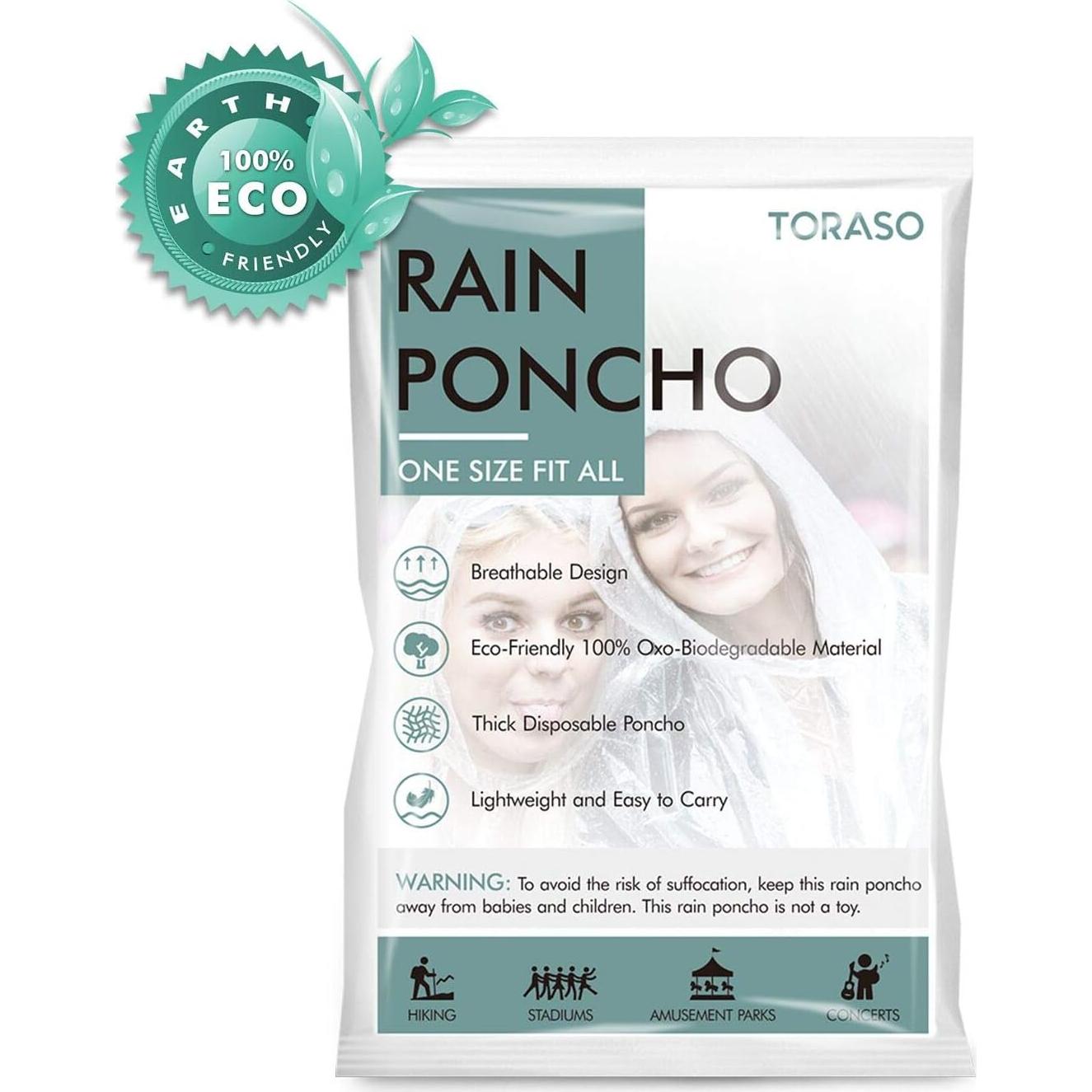 Poncho de Lluvia TORASO Transparente para Adultos - Impermeable y Ligero