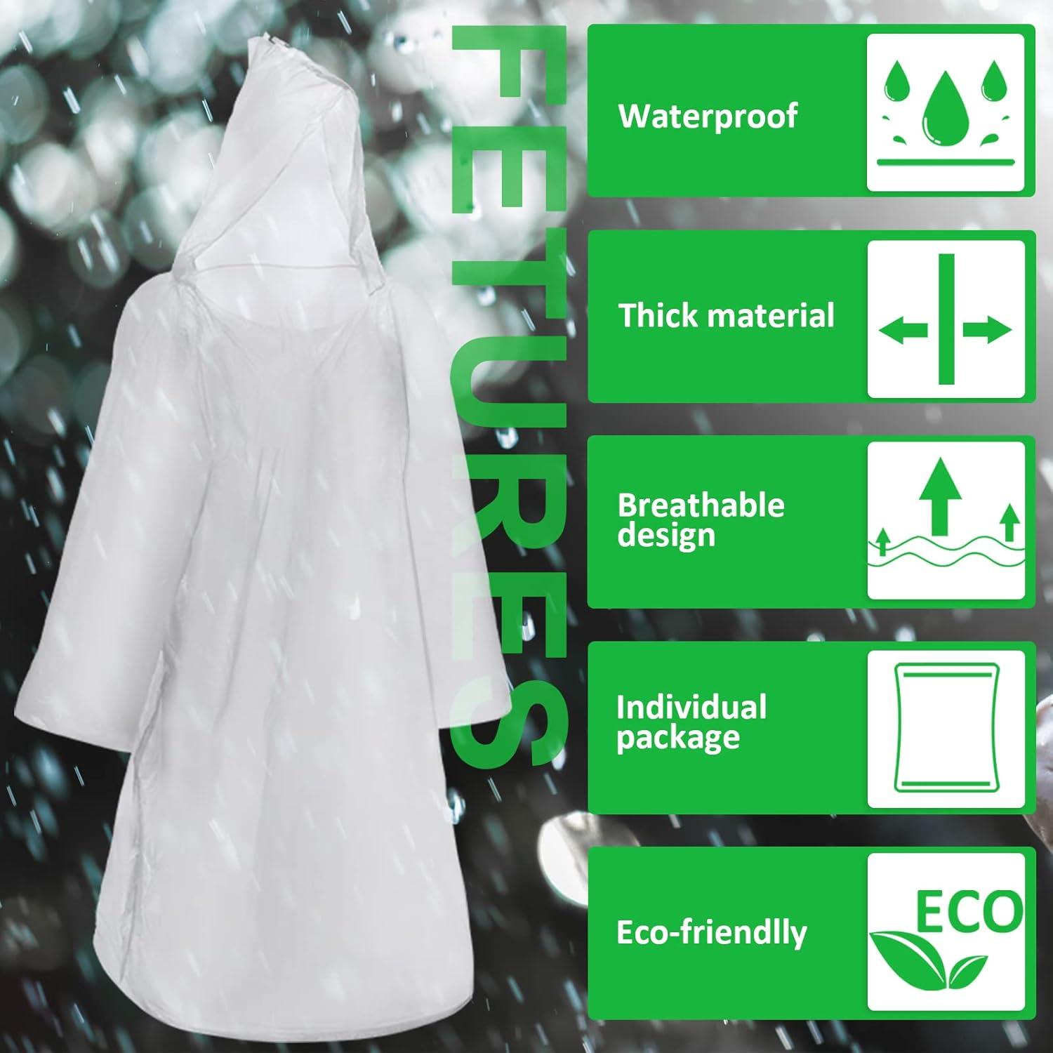 Ponchos de Lluvia Desechables Pasimy 150 Pcs Adultos Transparente