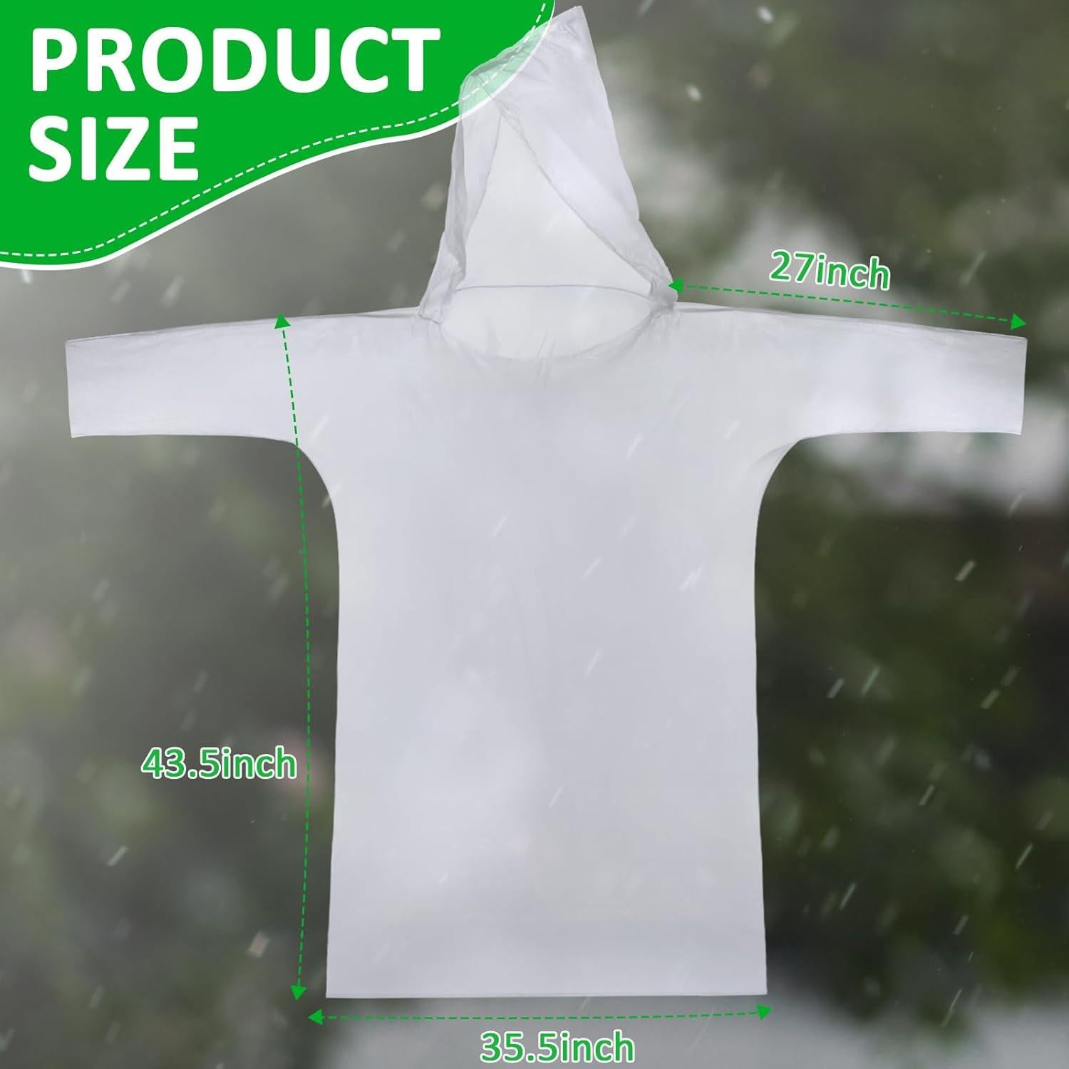 Ponchos de Lluvia Desechables Pasimy 150 Pcs Adultos Transparente
