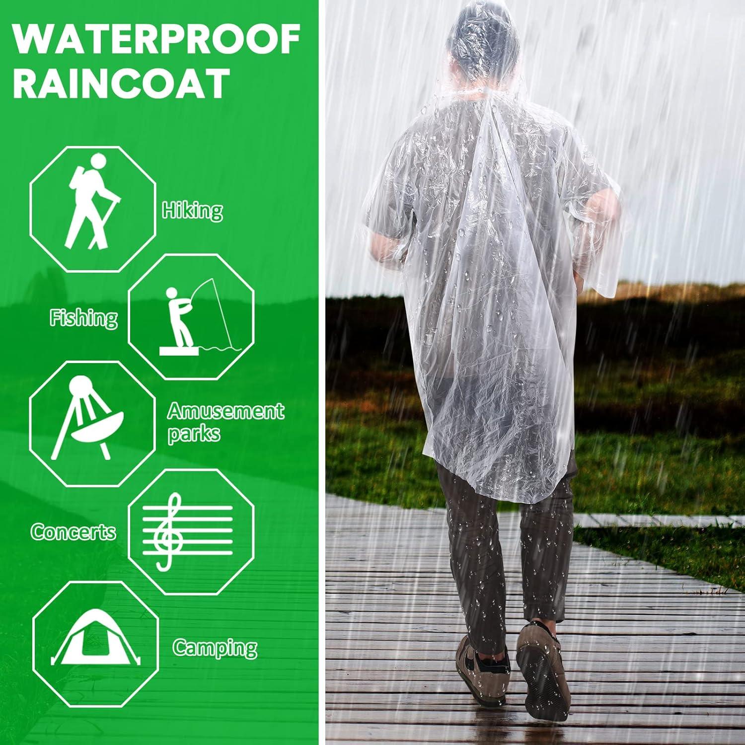 Ponchos de Lluvia Desechables Pasimy 150 Pcs Adultos Transparente