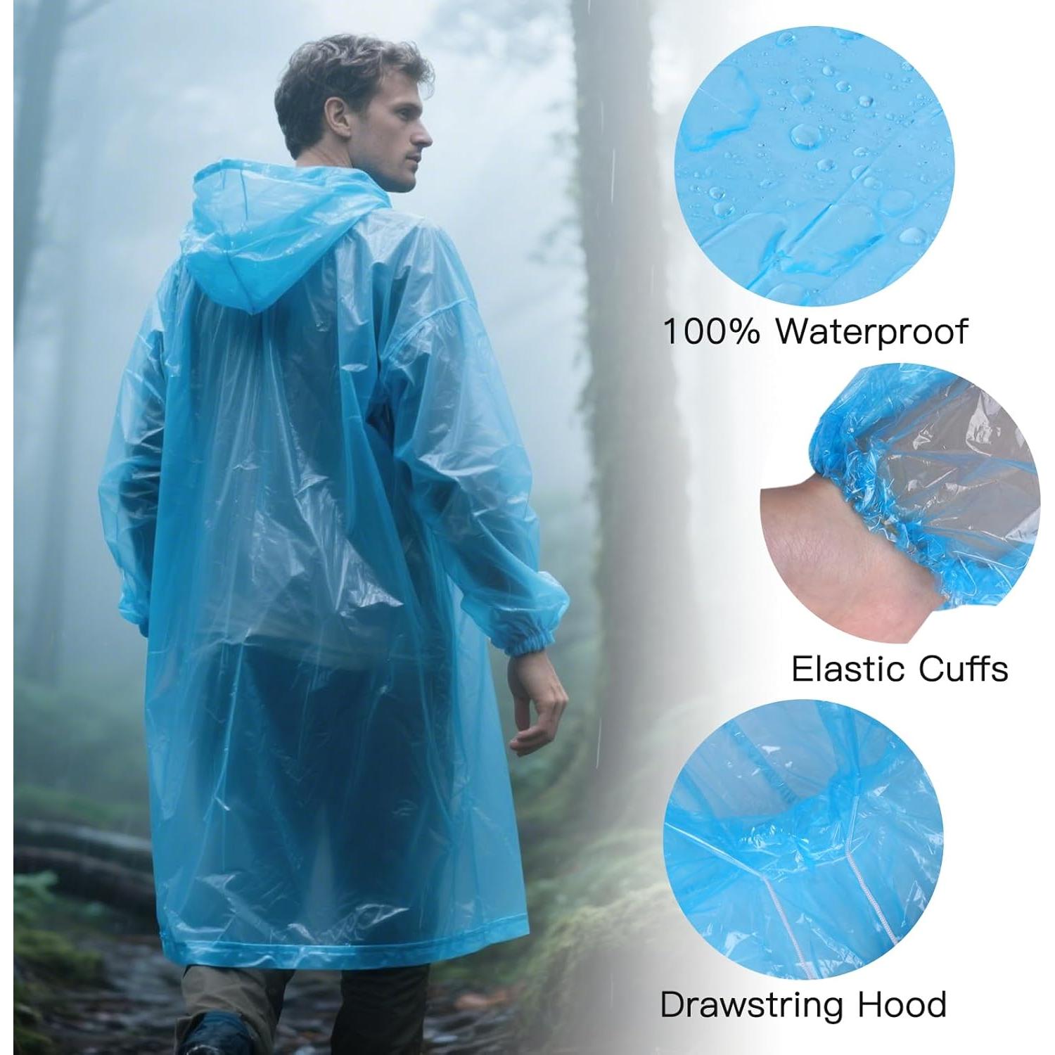 Paquete de 4 Ponchos de Lluvia Desechables Multicolor 140x90cm