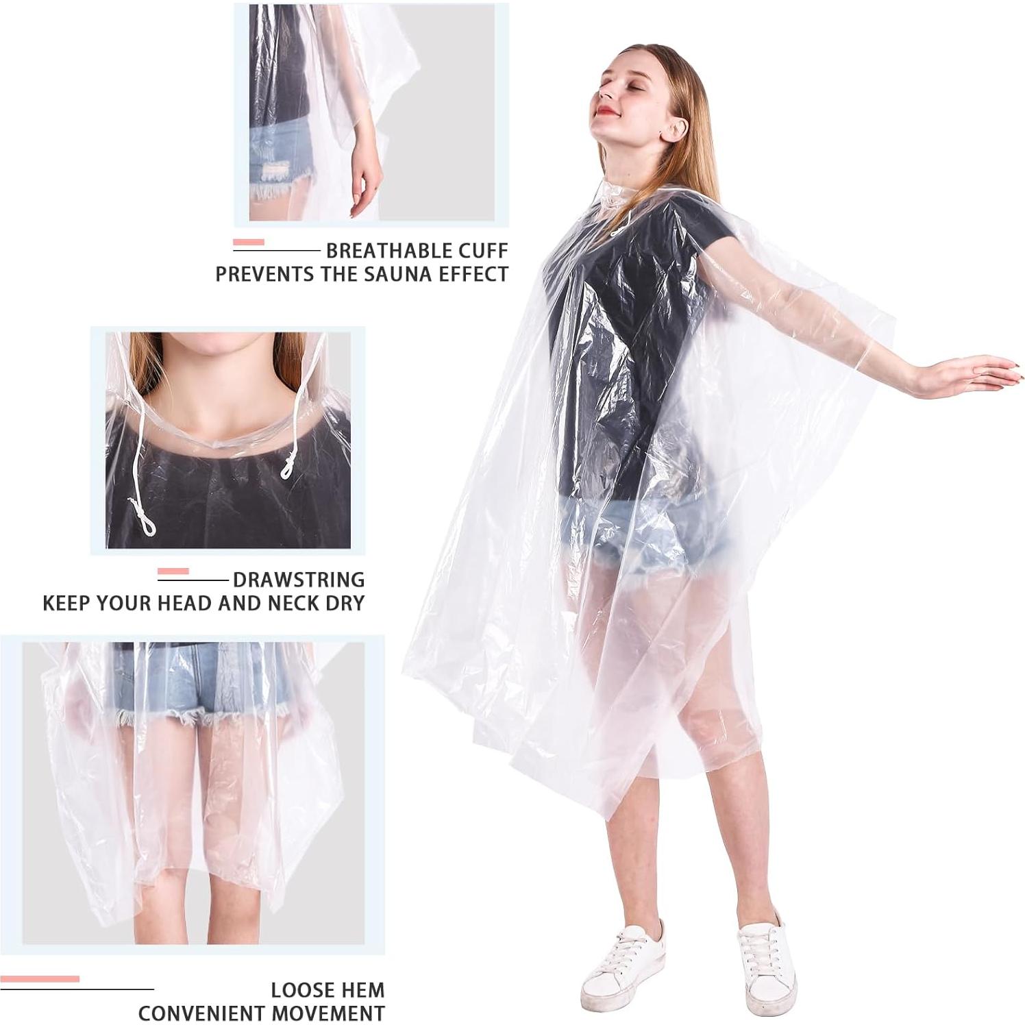 Ponchos de Lluvia Desechables TUNCHMO - Paquete Familiar de 6