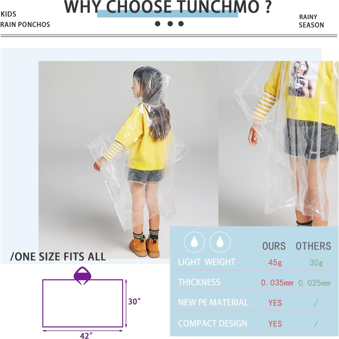 Ponchos de Lluvia Desechables TUNCHMO - Paquete Familiar de 6