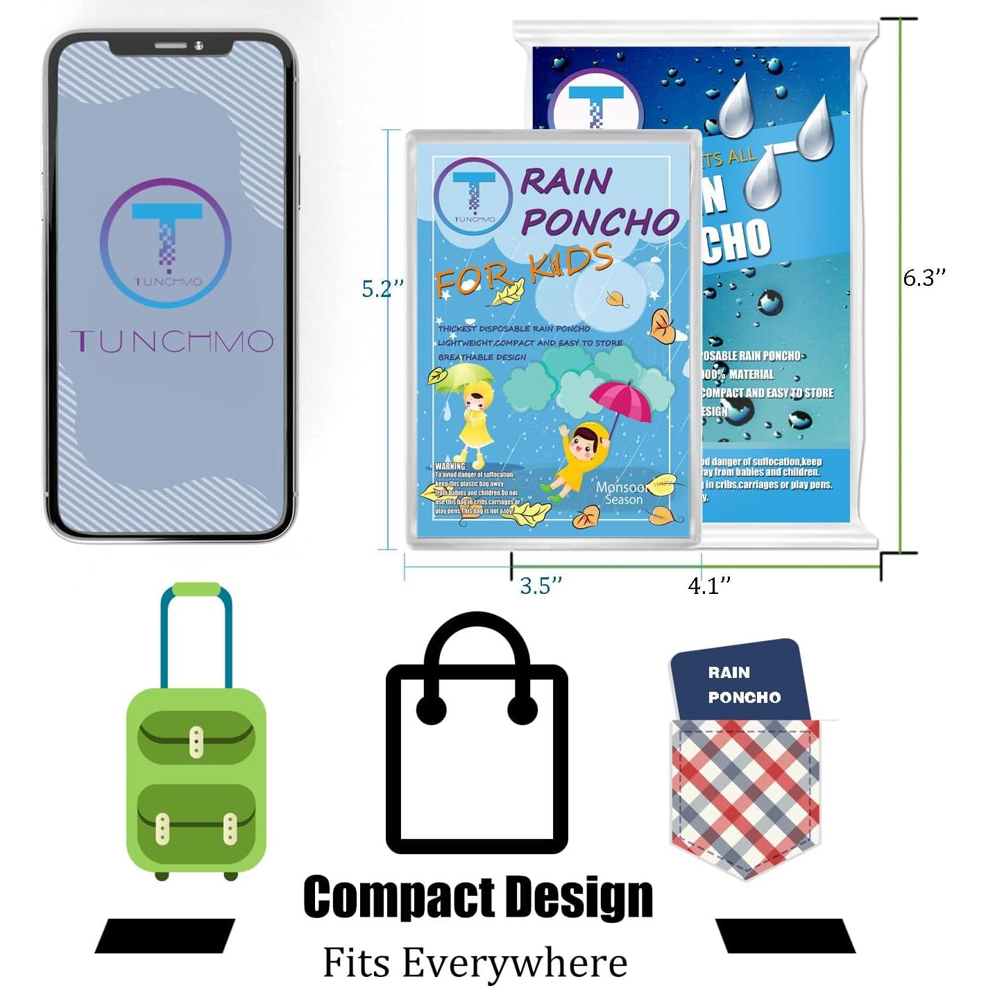 Ponchos de Lluvia Desechables TUNCHMO - Paquete Familiar de 6