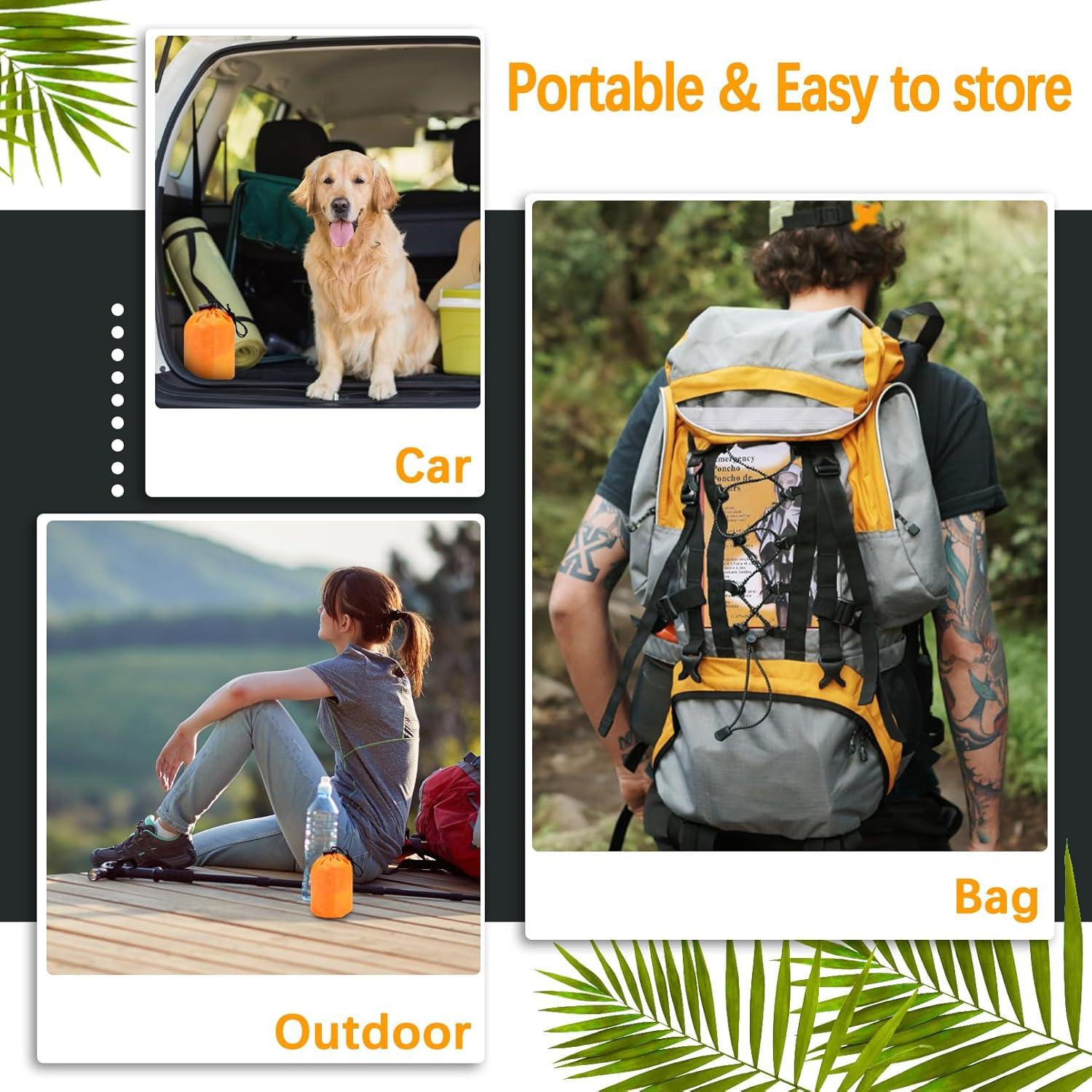 Poncho de Lluvia de Emergencia Blcculi 4 Pack Mylar Naranja 130x122cm