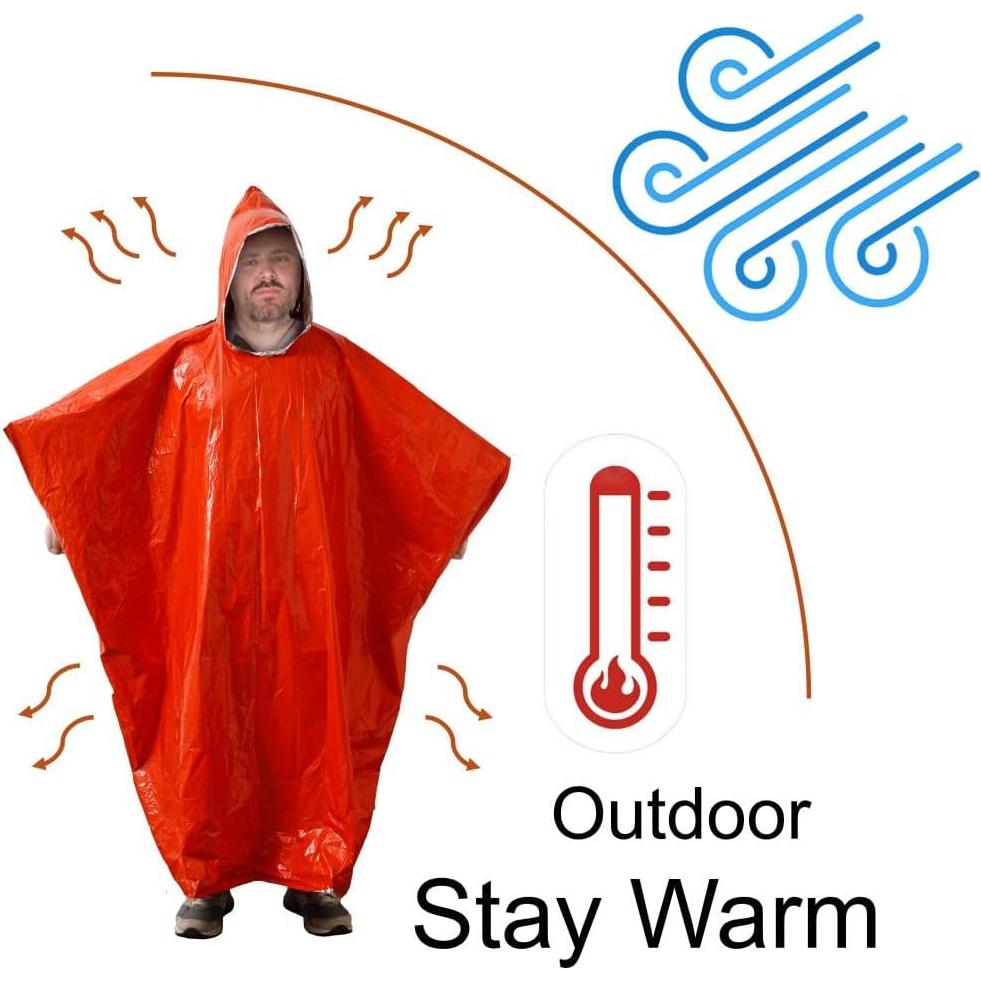 Poncho de Emergencia Mylar XL Naranja - 2 Unidades 4.54 kg