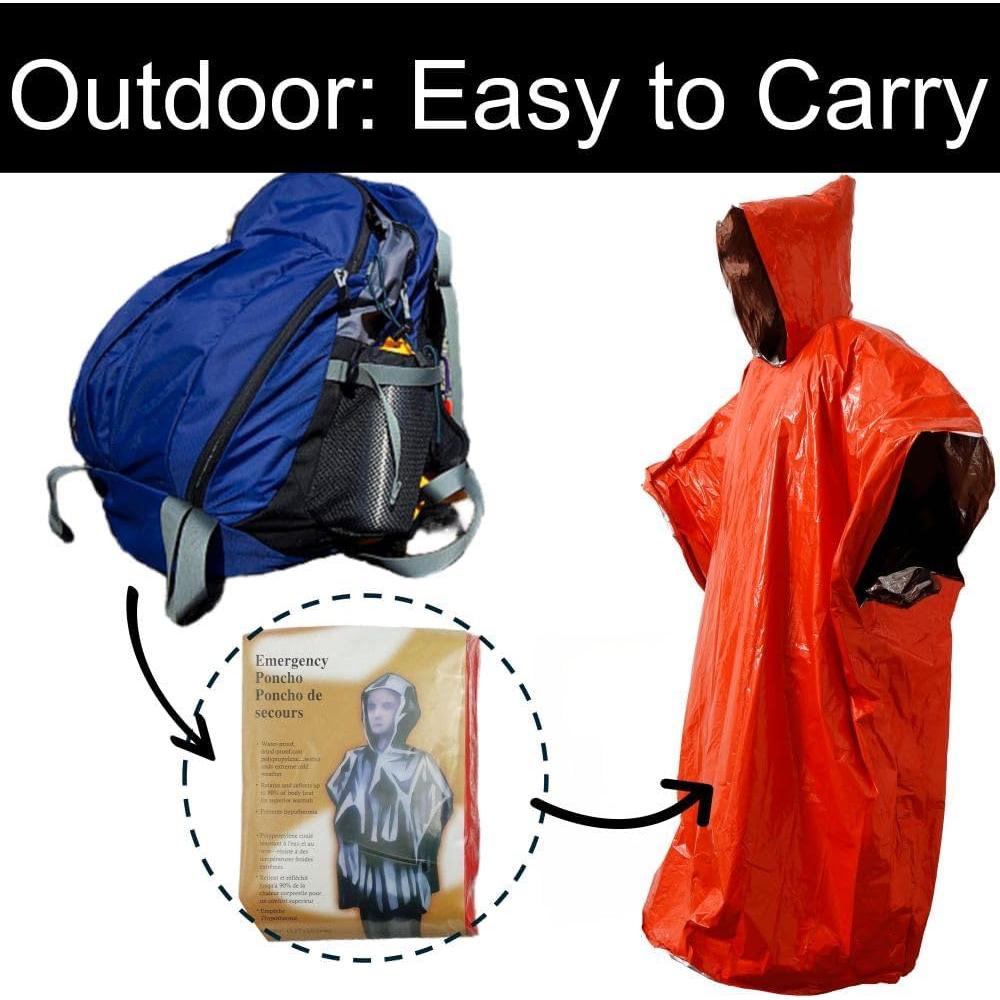 Poncho de Emergencia Mylar XL Naranja - 2 Unidades 4.54 kg