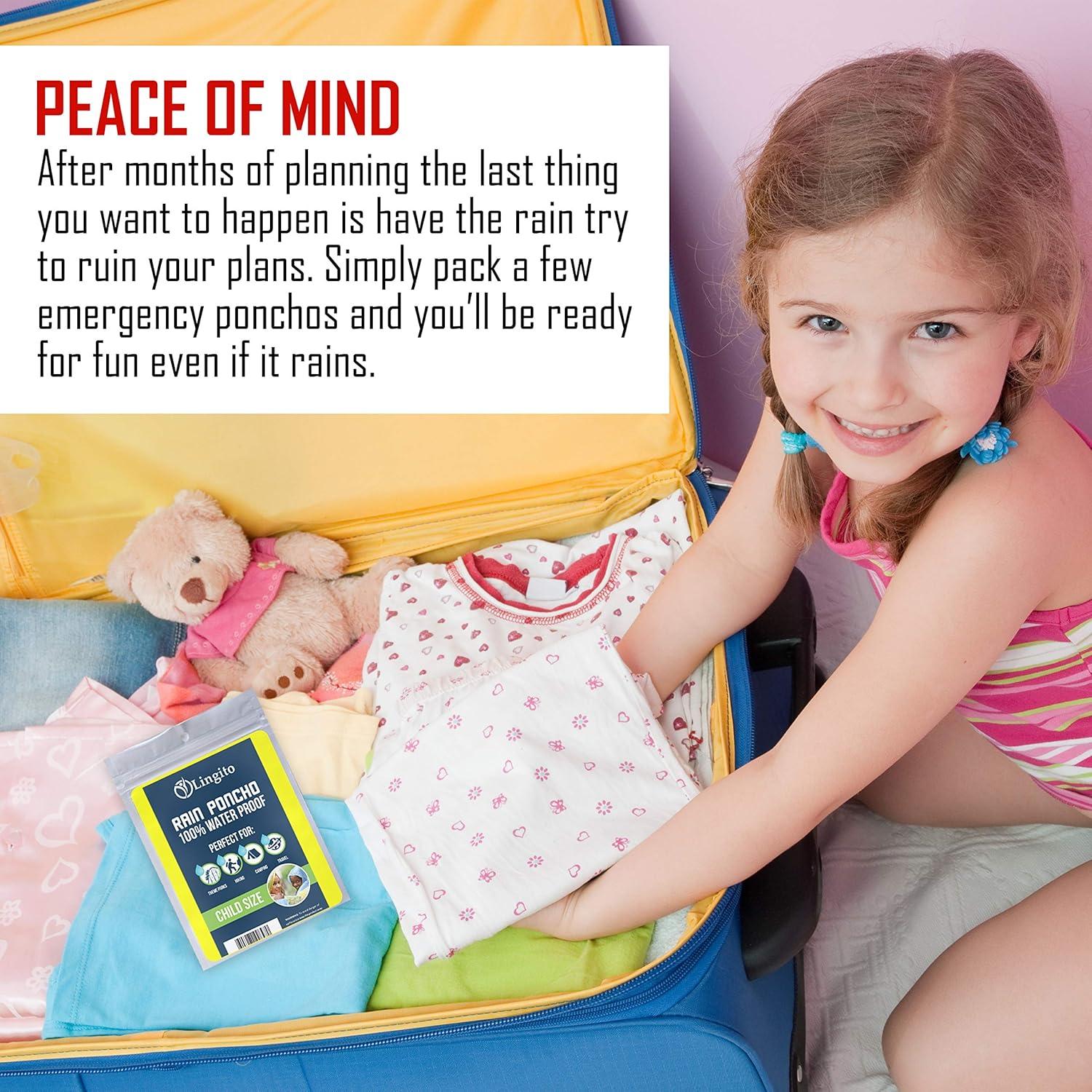 Paquete Familiar de Ponchos de Lluvia Lingito - 4 Piezas Adulto y Niños