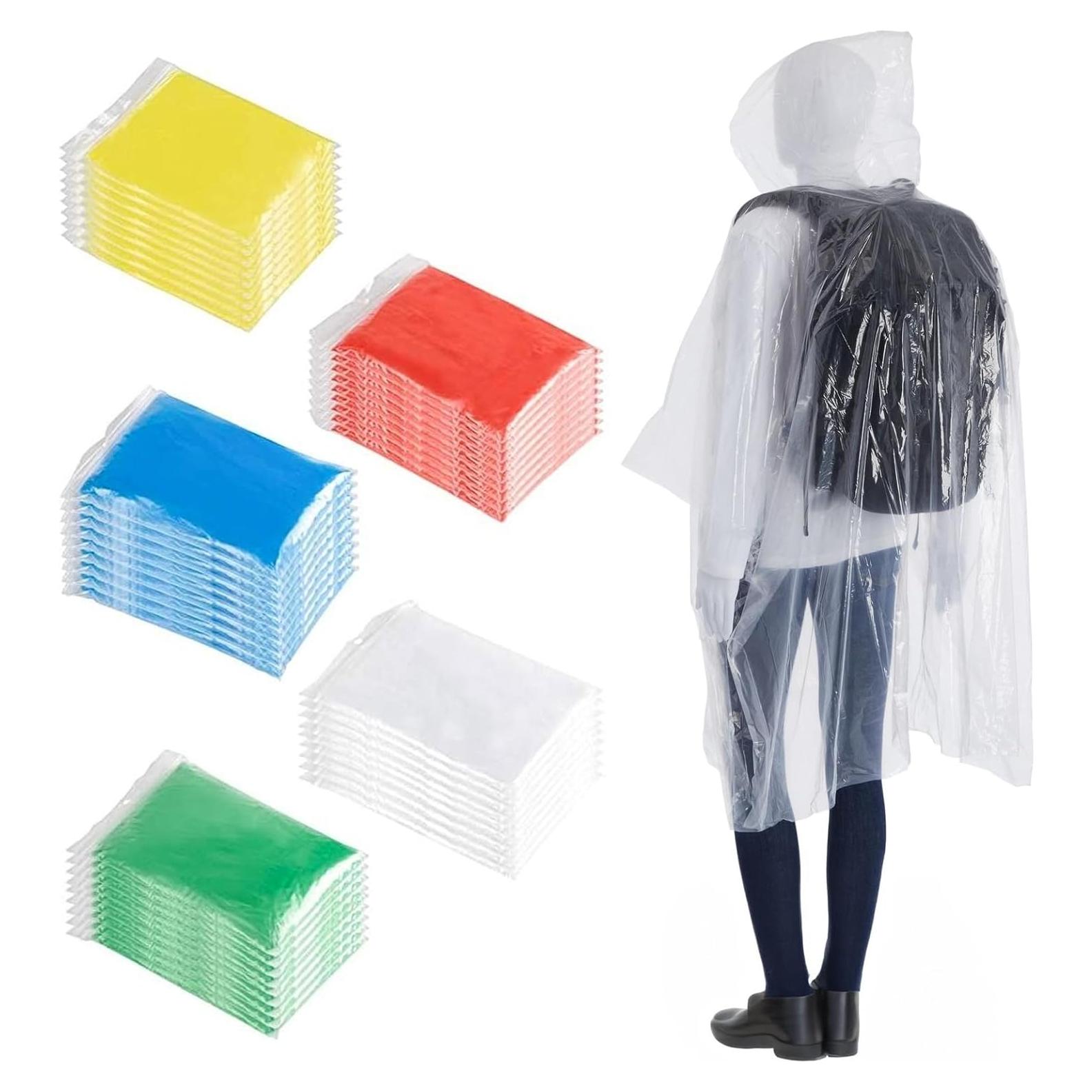 Paquete de 50 Ponchos de Lluvia Desechables Juvale 127x102cm