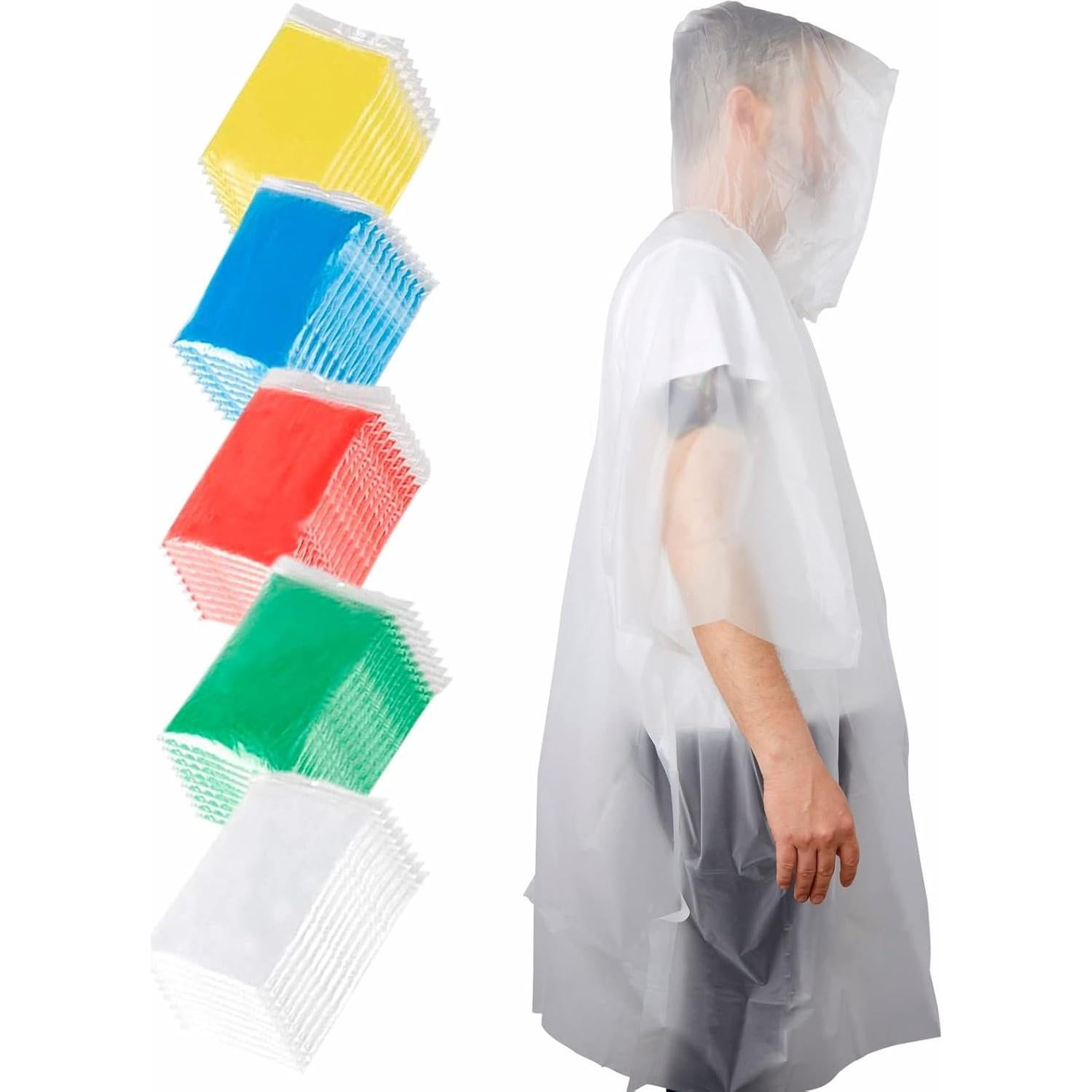 Paquete de 50 Ponchos de Lluvia Desechables Juvale 127x102cm