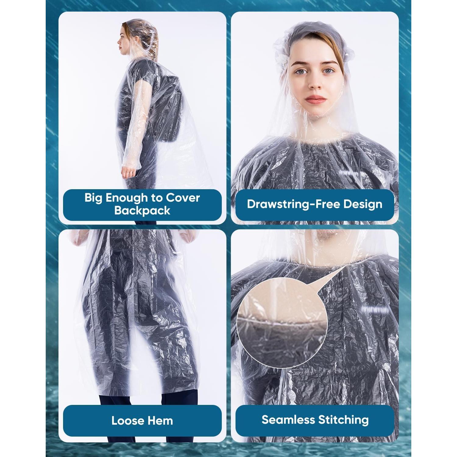 Paquete de 50 Ponchos de Lluvia Desechables SmileLucky