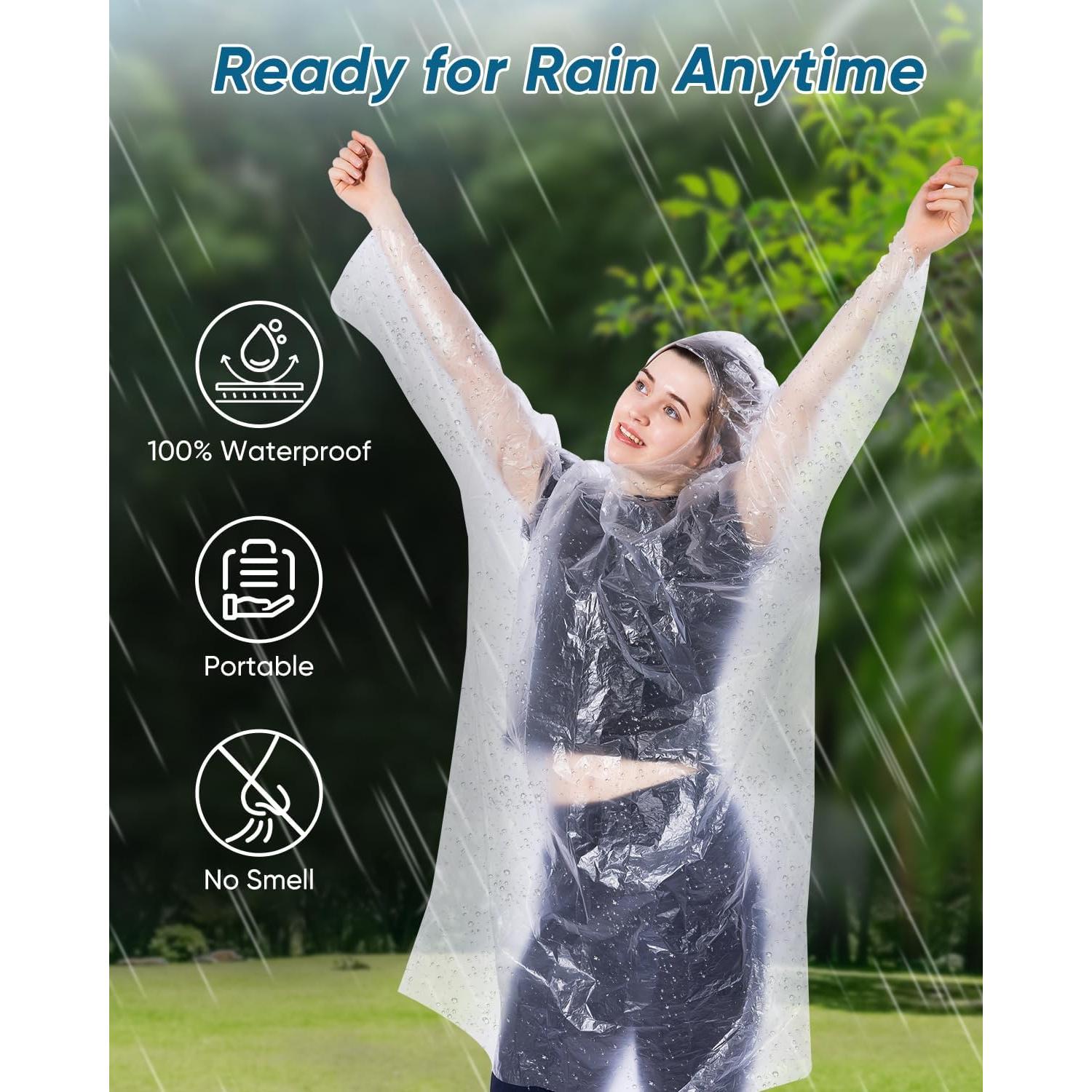 Paquete de 50 Ponchos de Lluvia Desechables SmileLucky