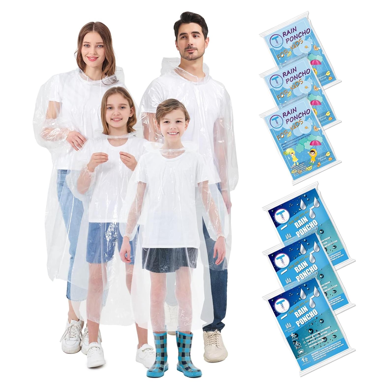 Ponchos de Lluvia Desechables TUNCHMO Paquete Familiar 6 Unidades
