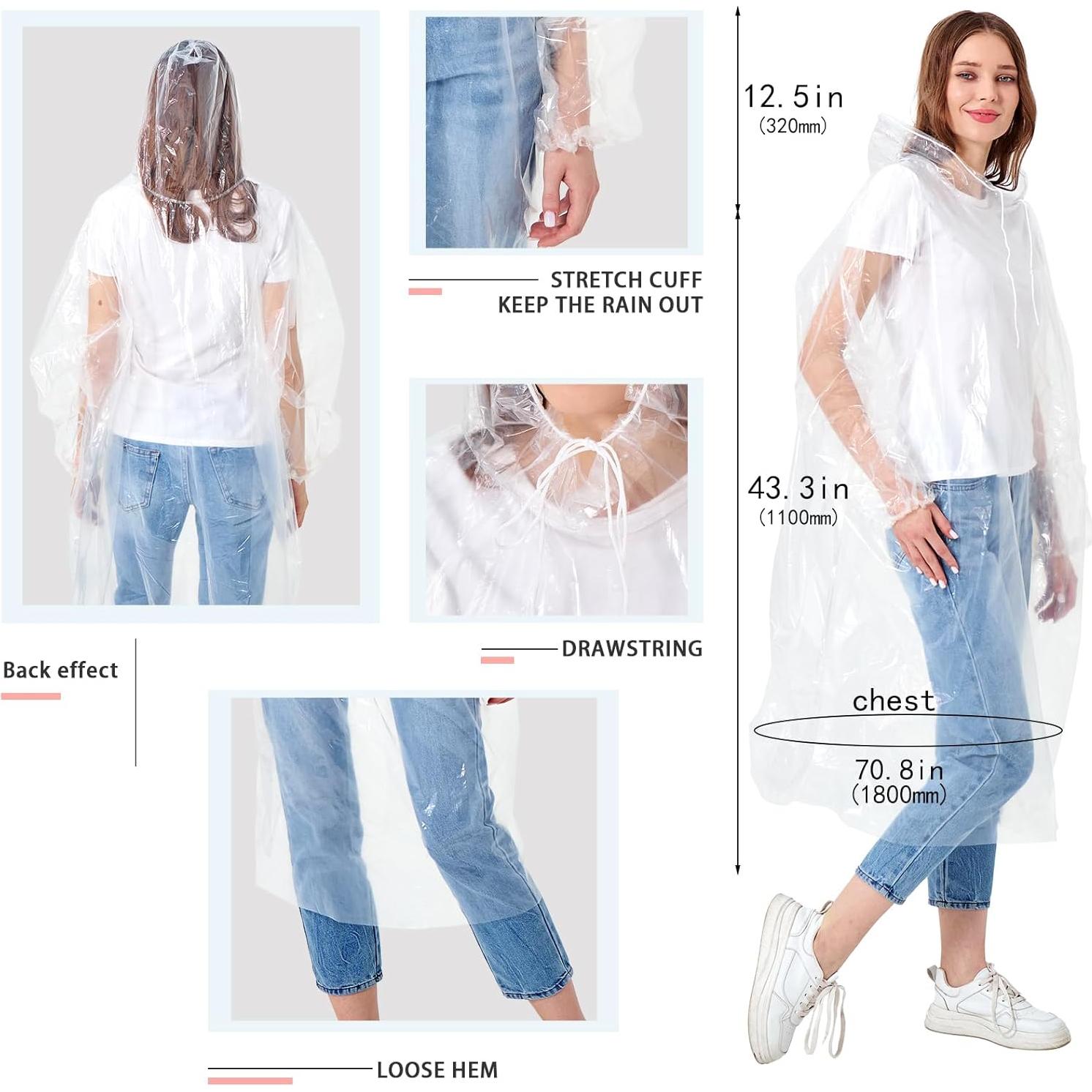 Ponchos de Lluvia Desechables TUNCHMO Paquete Familiar 6 Unidades