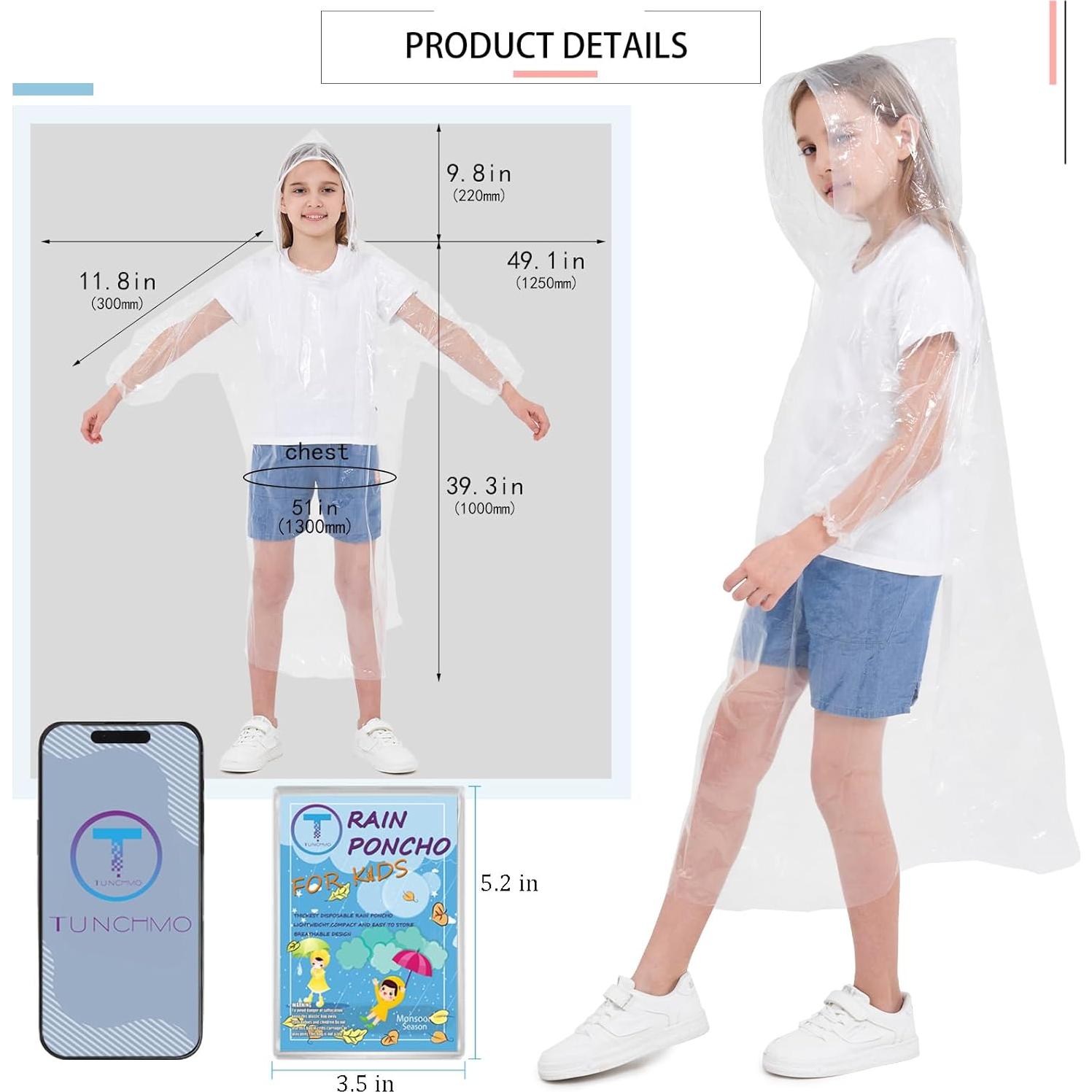 Ponchos de Lluvia Desechables TUNCHMO Paquete Familiar 6 Unidades