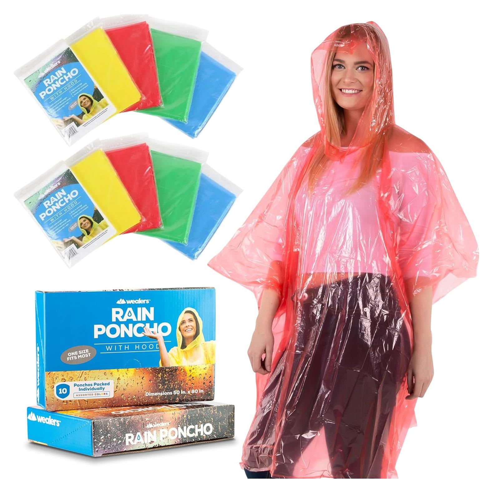 Ponchos de Lluvia Desechables Wealers - Paquete de 10 Unidades
