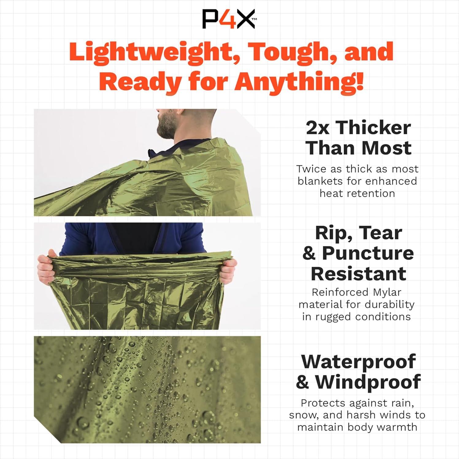 Mantas de Emergencia Mylar PREPARED4X - Paquete de 8 Unidades