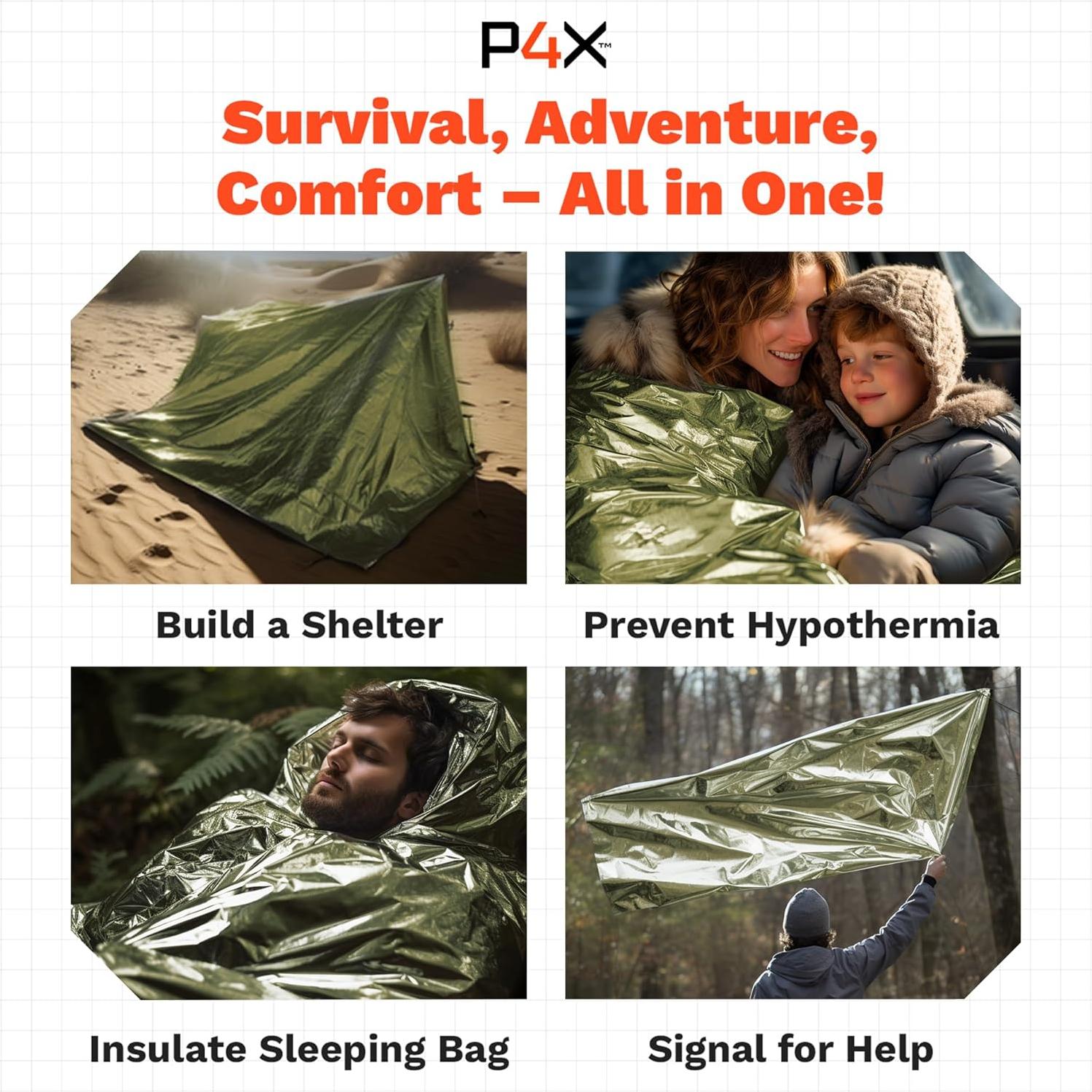 Mantas de Emergencia Mylar PREPARED4X - Paquete de 8 Unidades