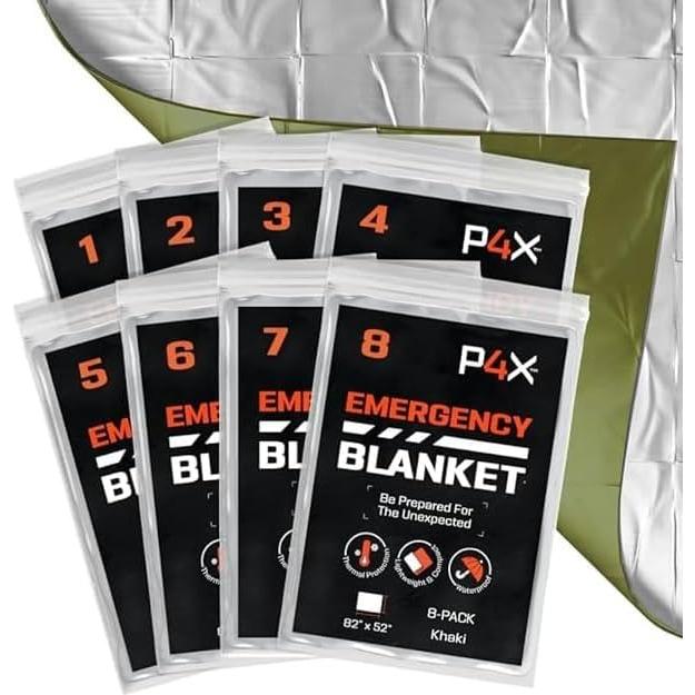 Mantas de Emergencia Mylar PREPARED4X - Paquete de 8 Unidades