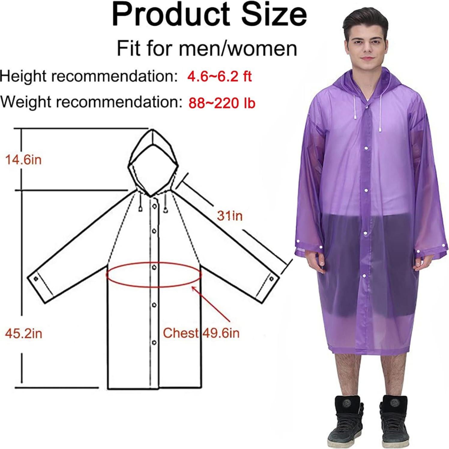 Ponchos de Lluvia Cosowe Reutilizables 2 Unidades Adultos