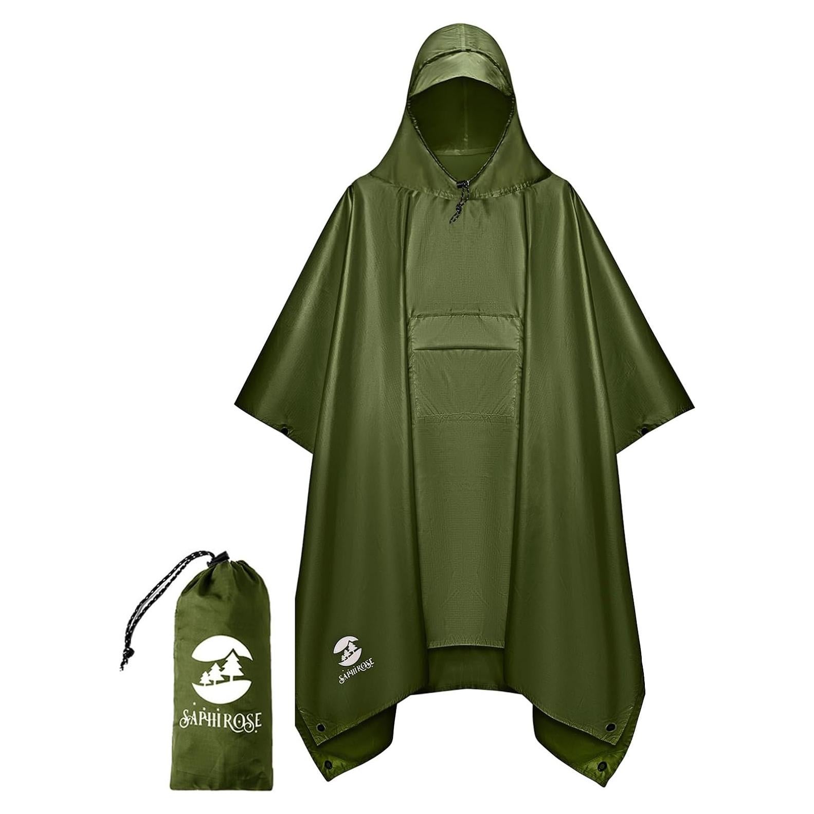 Poncho de Lluvia Impermeable SaphiRose Doble Capa Verde