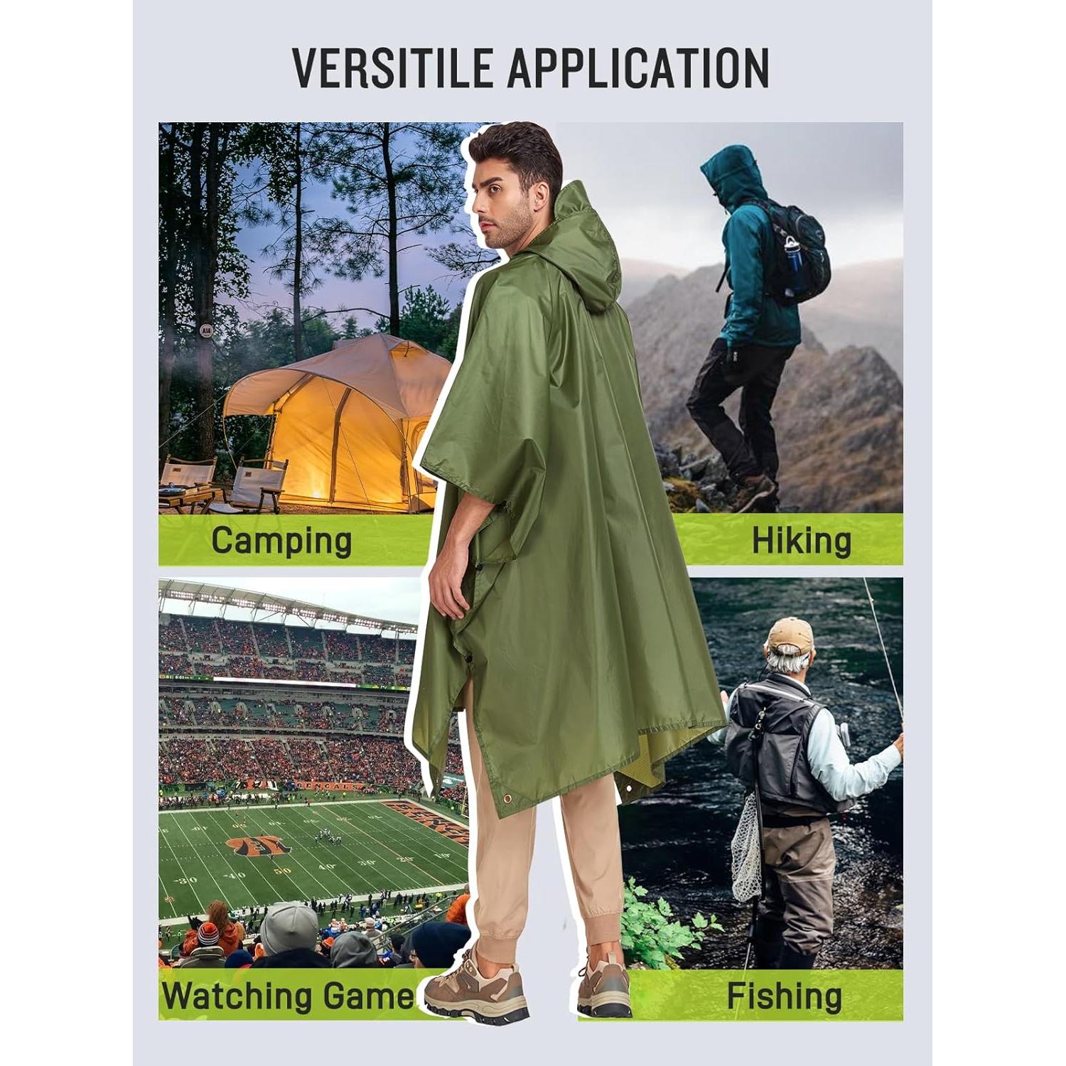 Poncho de Lluvia Impermeable SaphiRose Doble Capa Verde