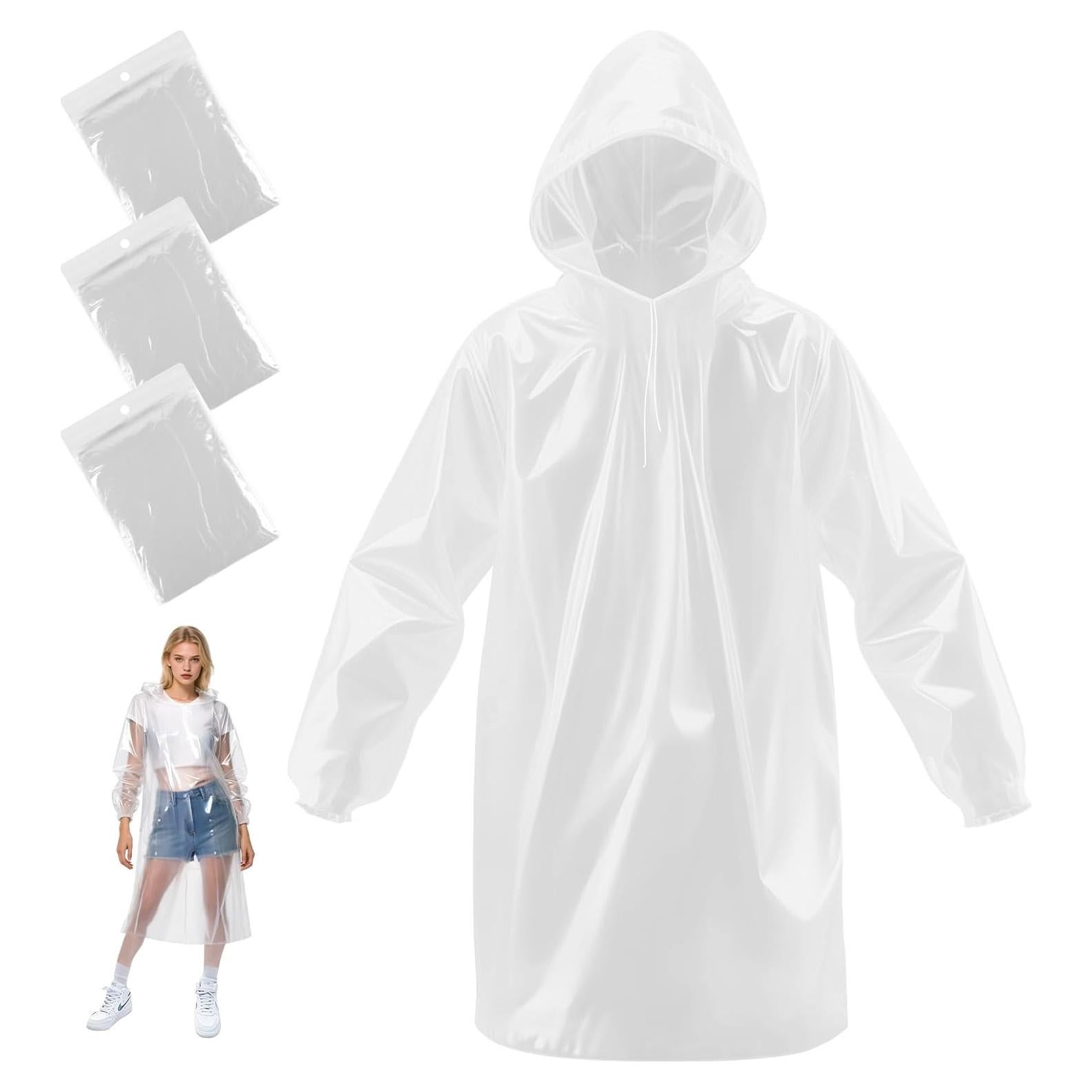 Paquete de 3 Ponchos de Lluvia Desechables Unisex - Impermeables