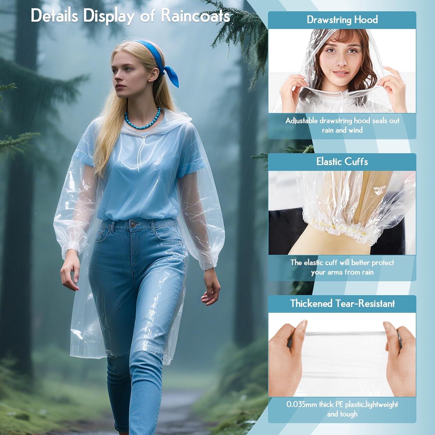 Paquete de 3 Ponchos de Lluvia Desechables Unisex - Impermeables