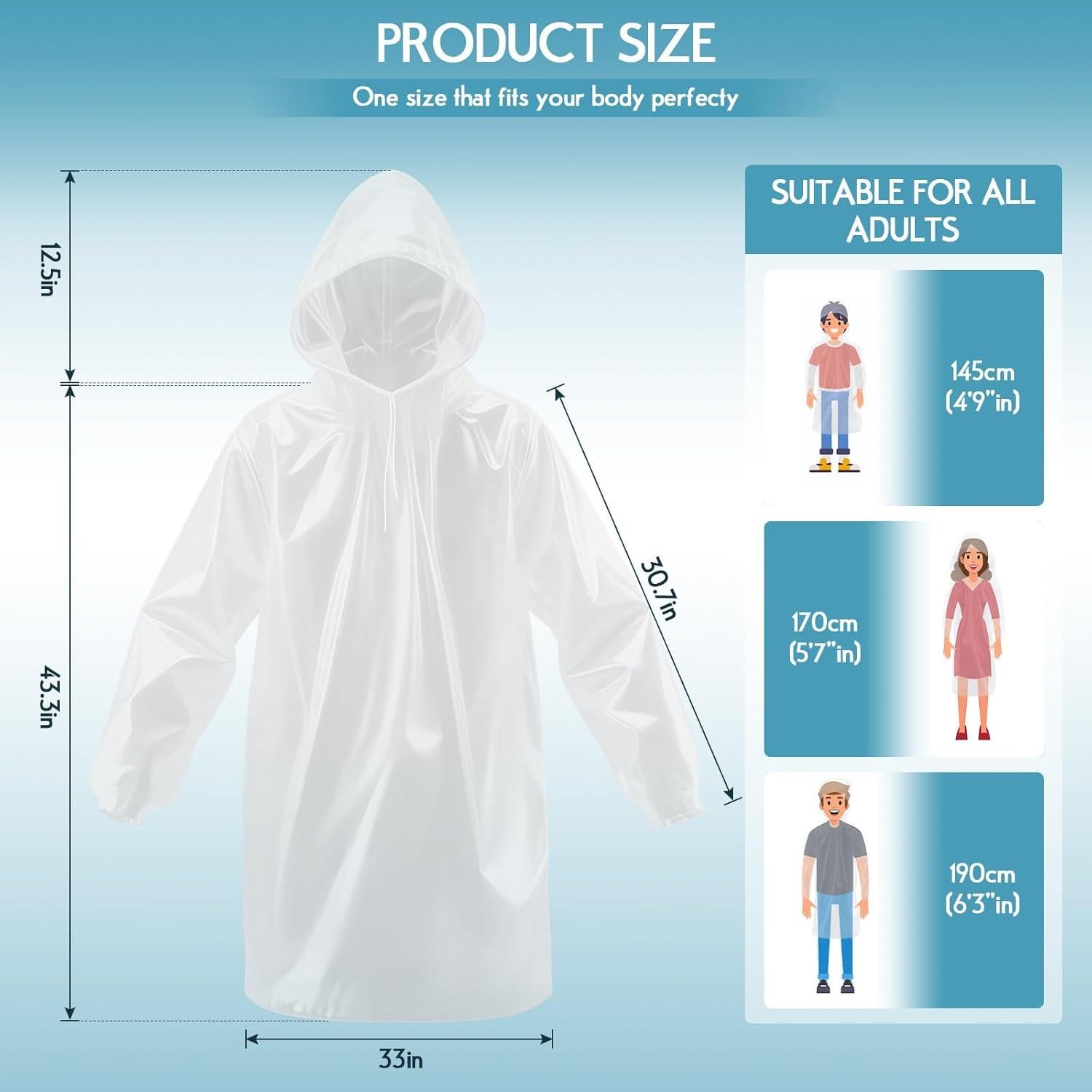 Paquete de 3 Ponchos de Lluvia Desechables Unisex - Impermeables