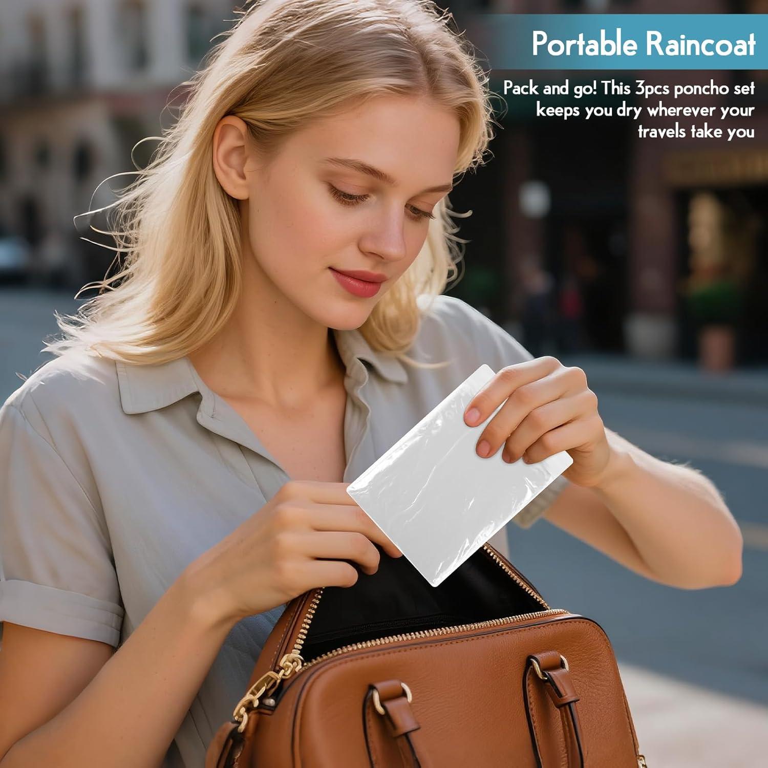 Paquete de 3 Ponchos de Lluvia Desechables Unisex - Impermeables