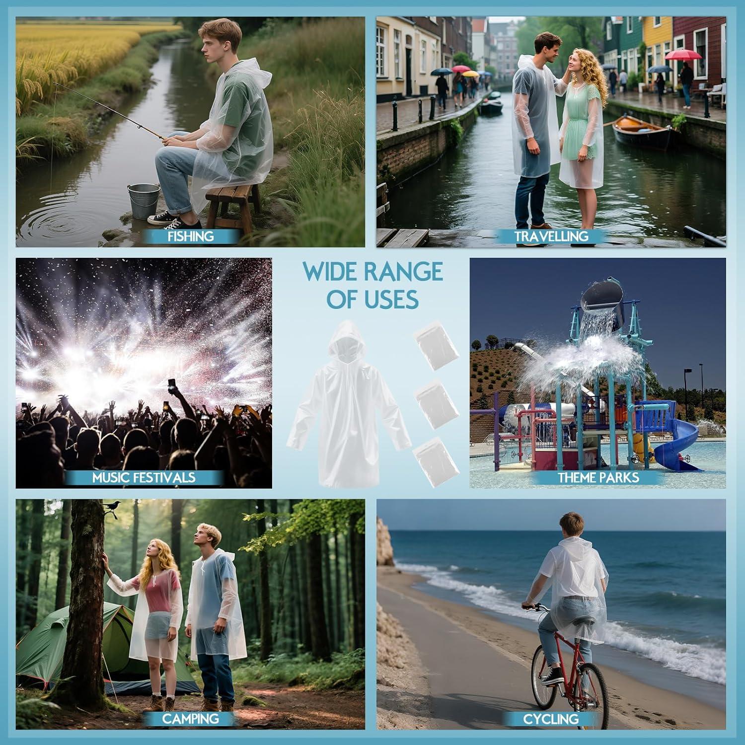 Paquete de 3 Ponchos de Lluvia Desechables Unisex - Impermeables