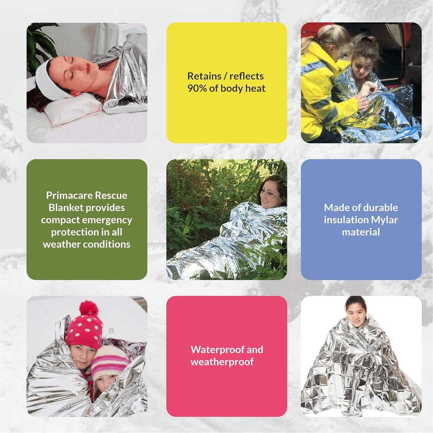 Manta Térmica de Emergencia Primacare HB-10 Mylar 132x213 cm - Paquete de 10