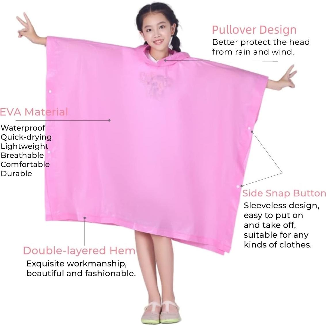 Poncho de Lluvia Reutilizable EVA para Niños 6-14 Años