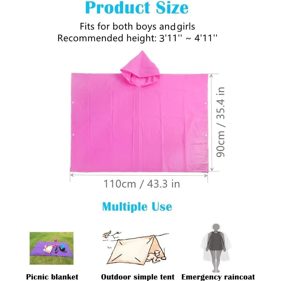 Poncho de Lluvia Reutilizable EVA para Niños 6-14 Años