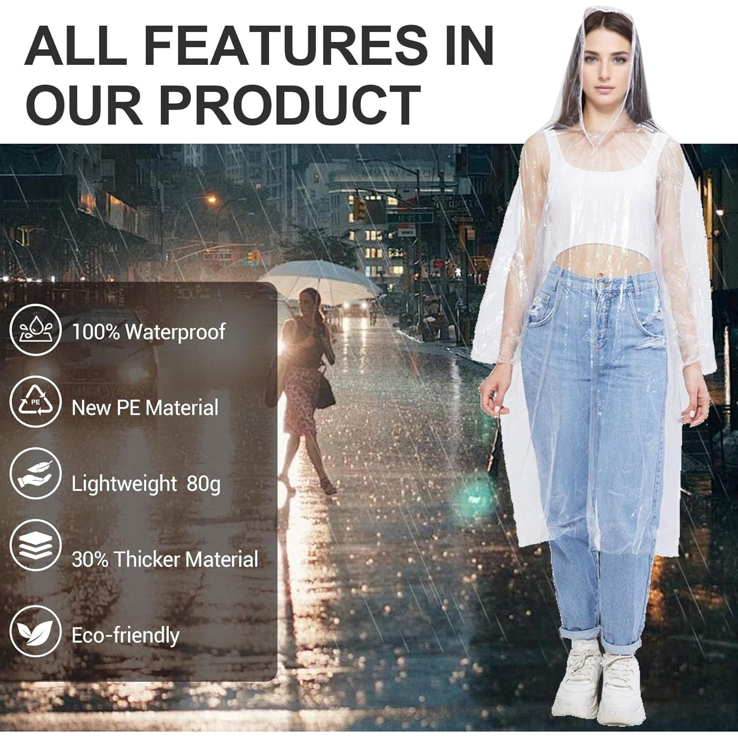 Ponchos de lluvia desechables BREENHILL 8 unidades para niños y adultos