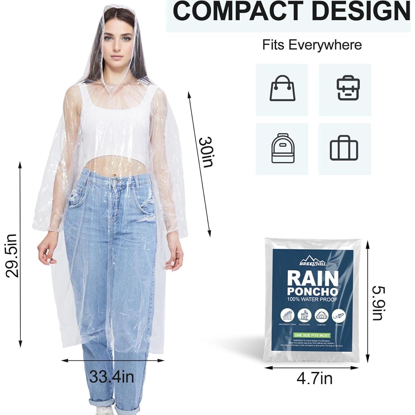 Ponchos de lluvia desechables BREENHILL 8 unidades para niños y adultos