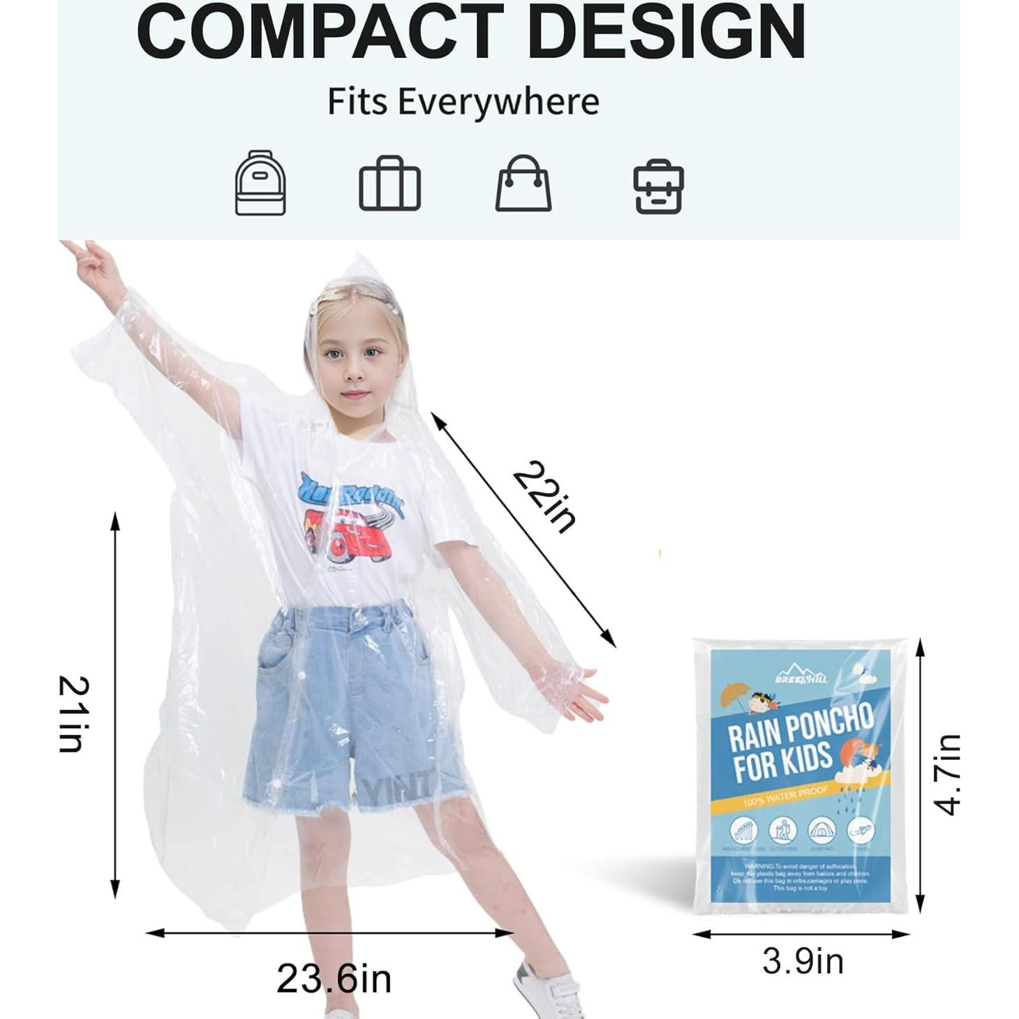 Ponchos de lluvia desechables BREENHILL 8 unidades para niños y adultos