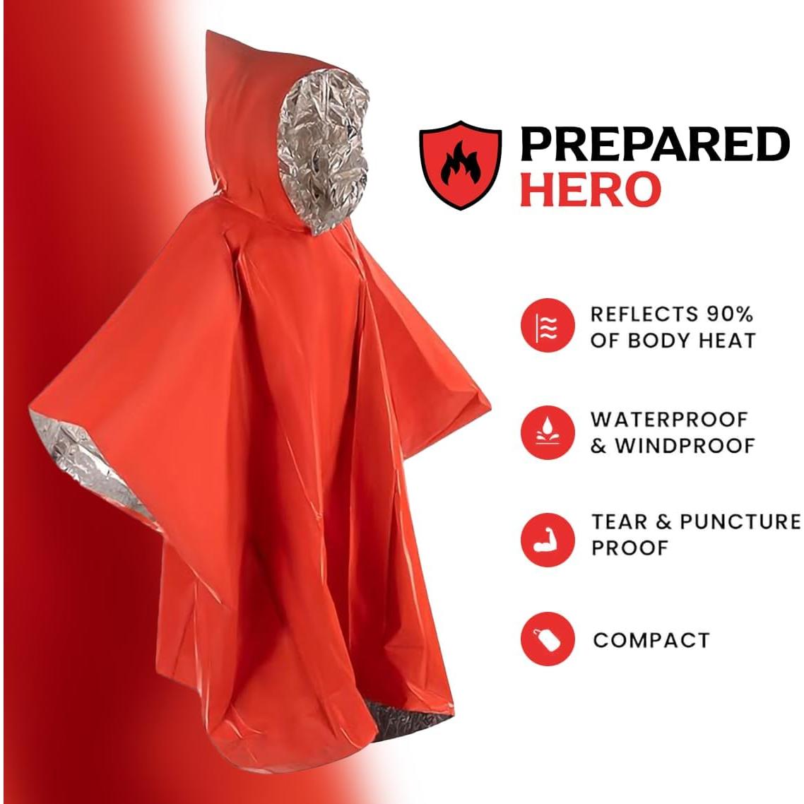 Poncho de Supervivencia Hero para Camping - Aislamiento Térmico