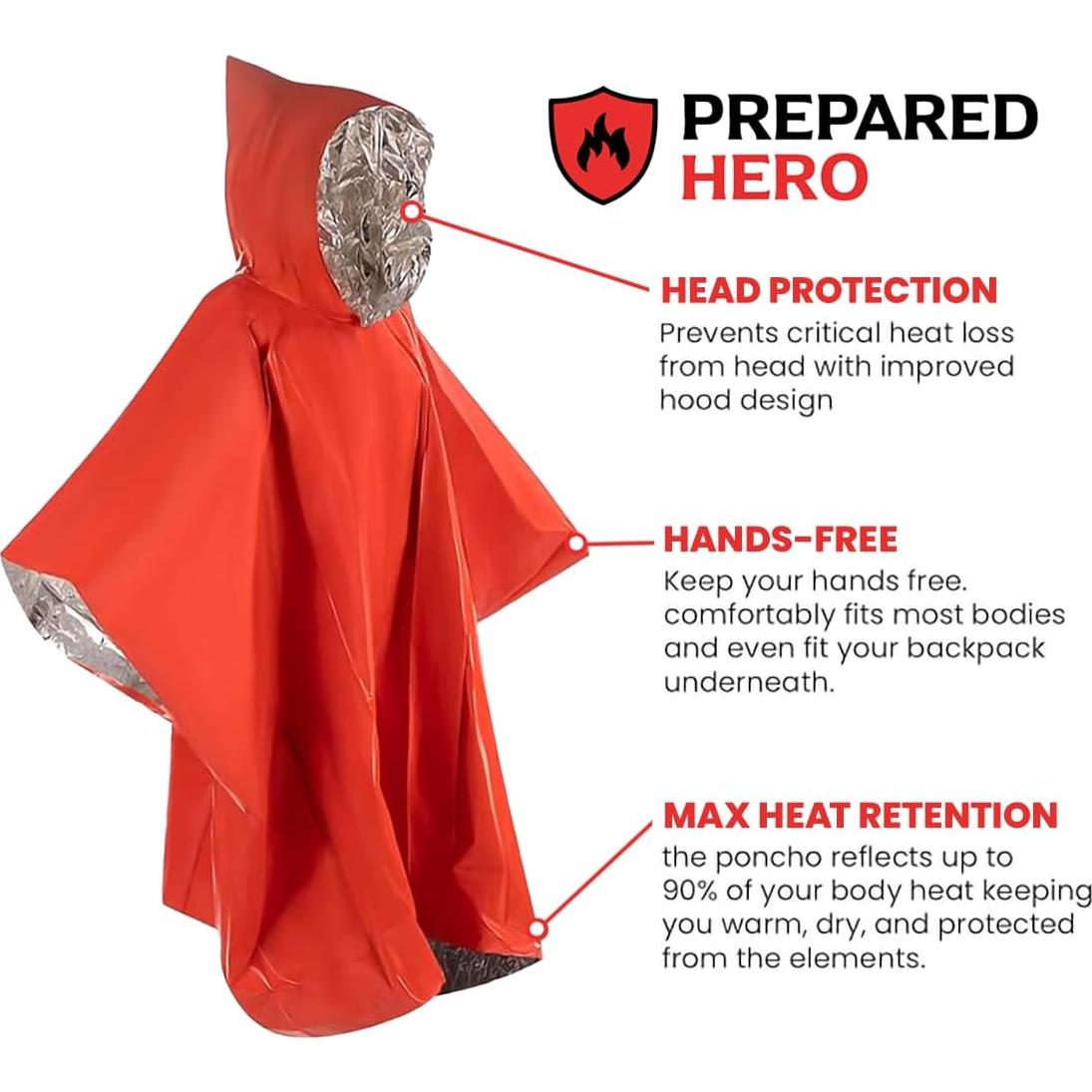 Poncho de Supervivencia Hero para Camping - Aislamiento Térmico