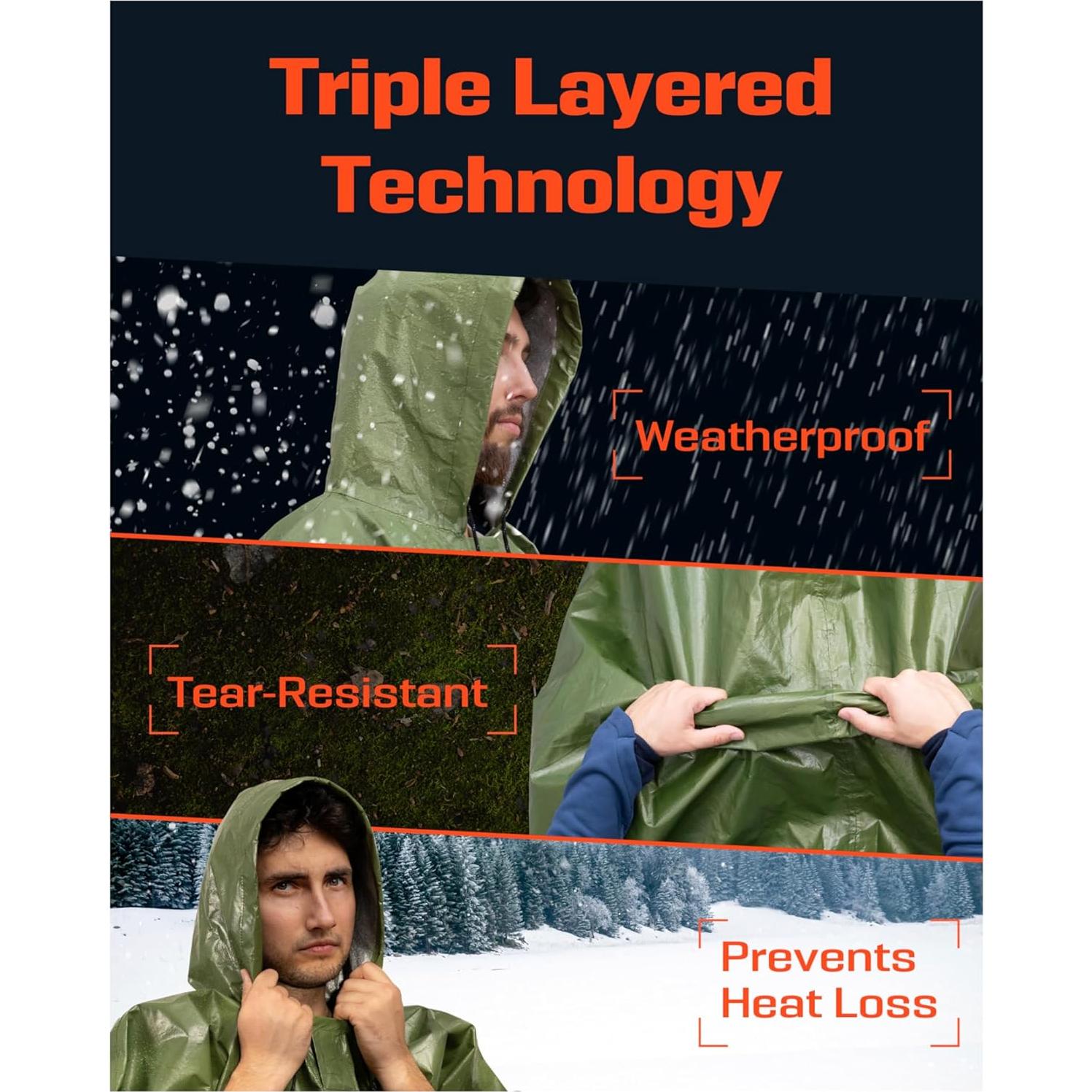 Poncho de Lluvia Reutilizable Prepared4X - Impermeable Adulto