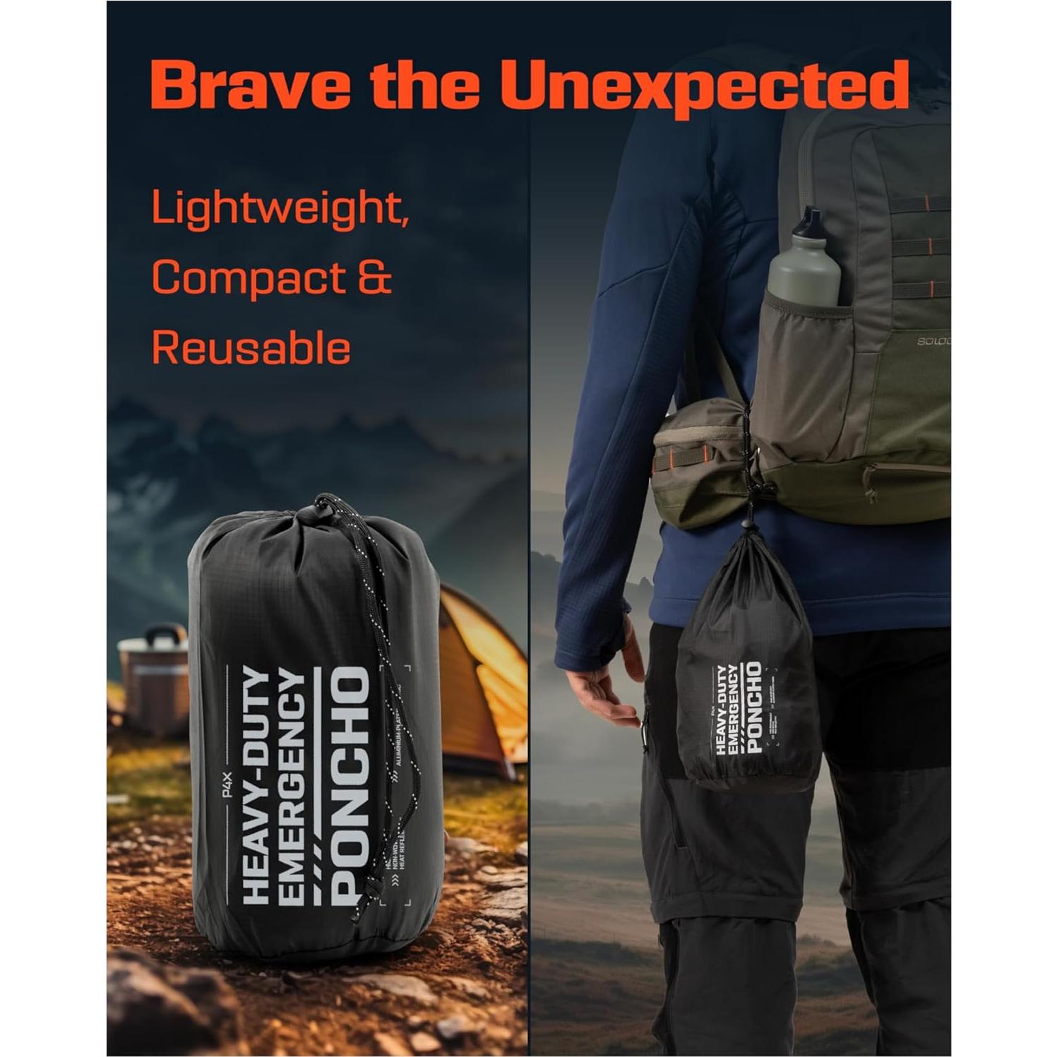 Poncho de Lluvia Reutilizable Prepared4X - Impermeable Adulto